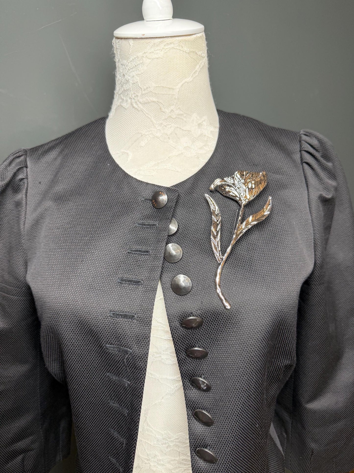 Large Floral Metal Brooch, Statement Jewelry
