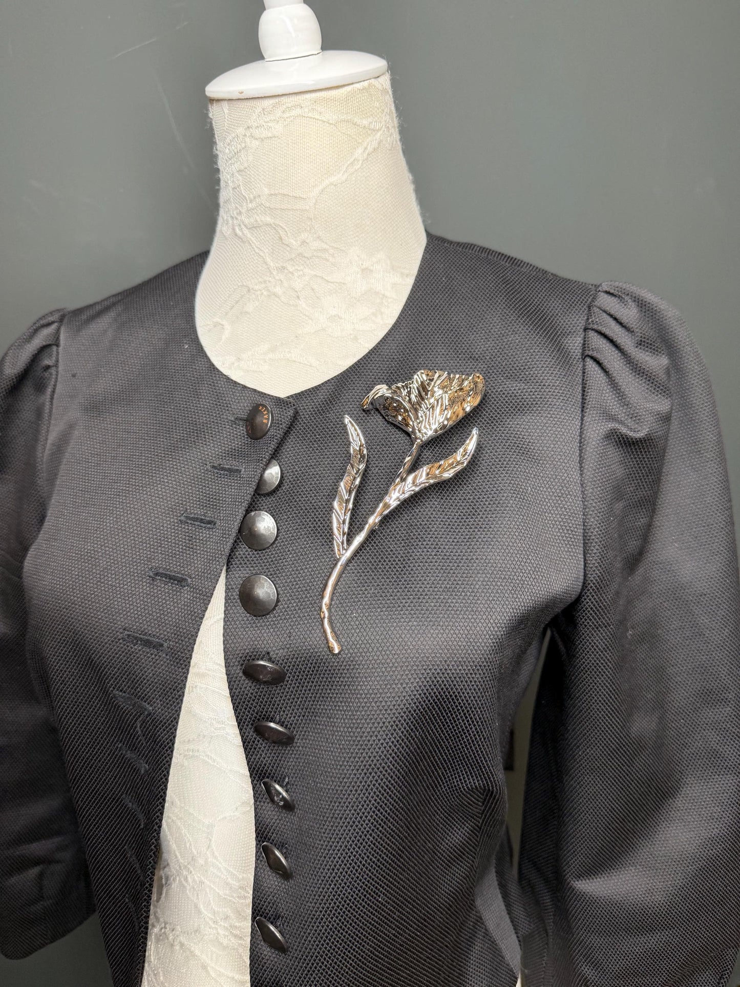 Large Floral Metal Brooch, Statement Jewelry