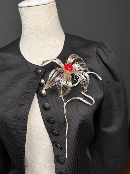 Large Floral Metal Brooch, Statement Jewelery, Flower Brooch