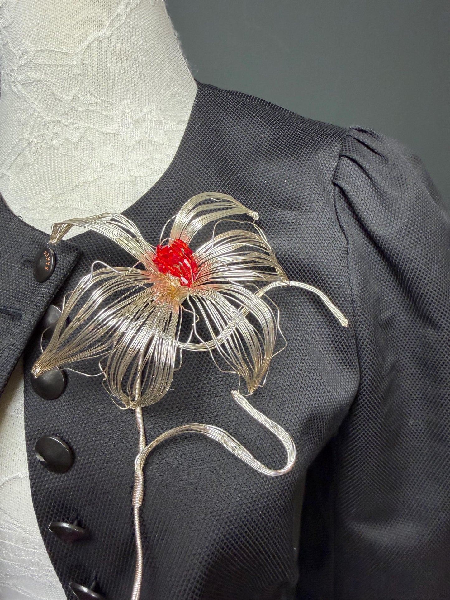 Large Floral Metal Brooch, Statement Jewelery, Flower Brooch