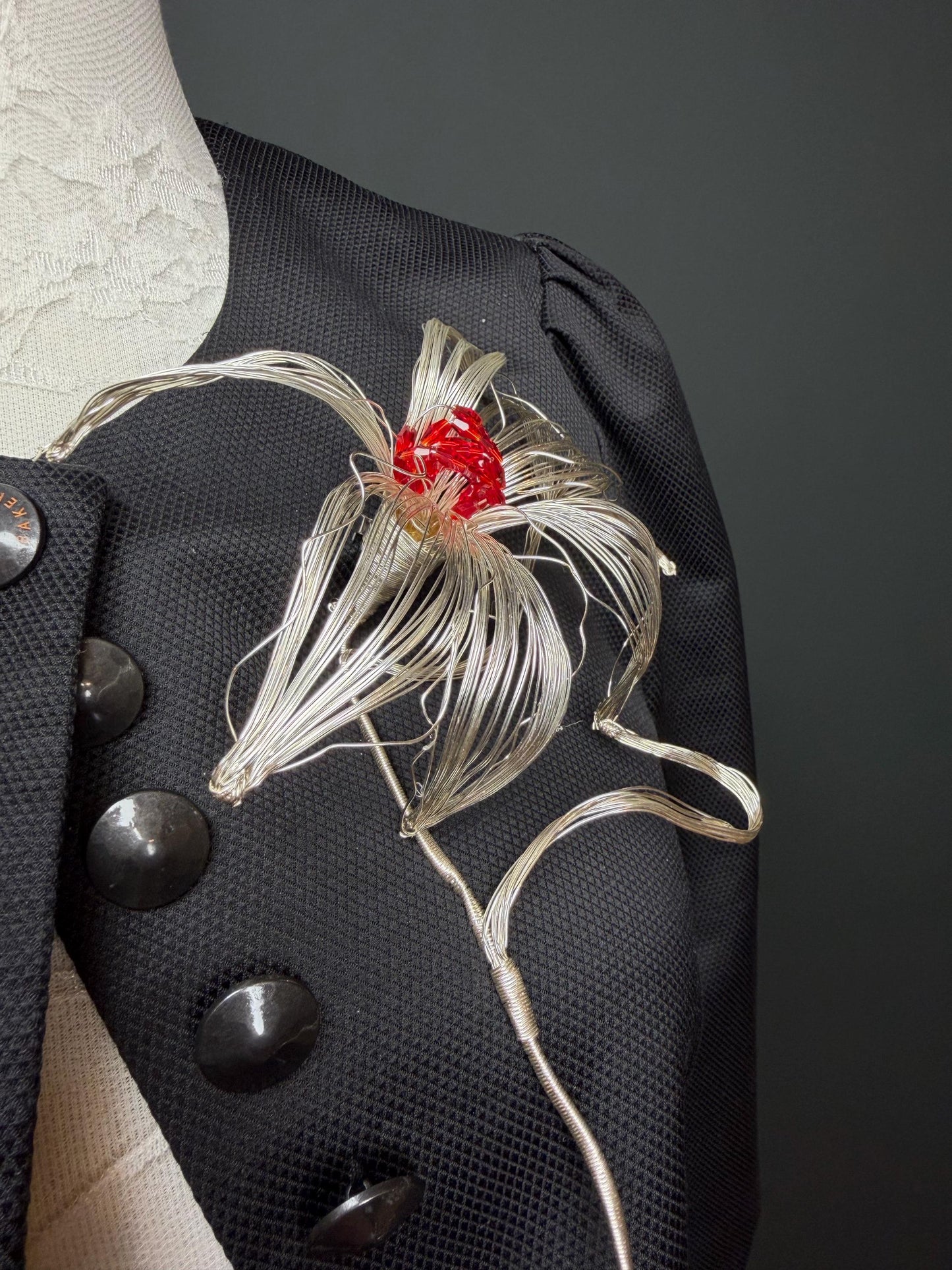 Large Floral Metal Brooch, Statement Jewelery, Flower Brooch