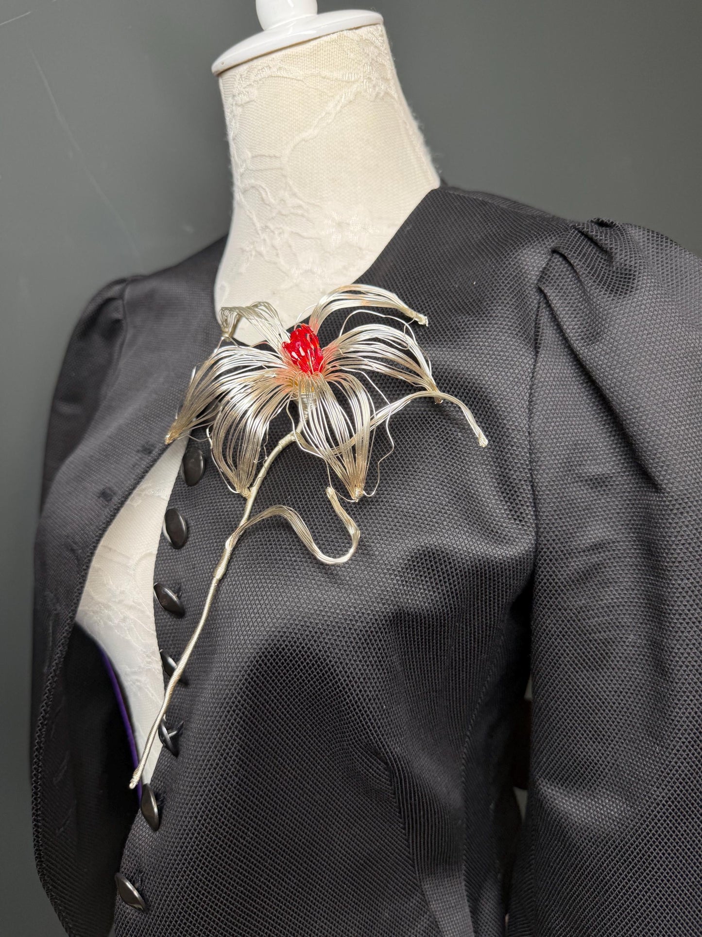 Large Floral Metal Brooch, Statement Jewelery, Flower Brooch