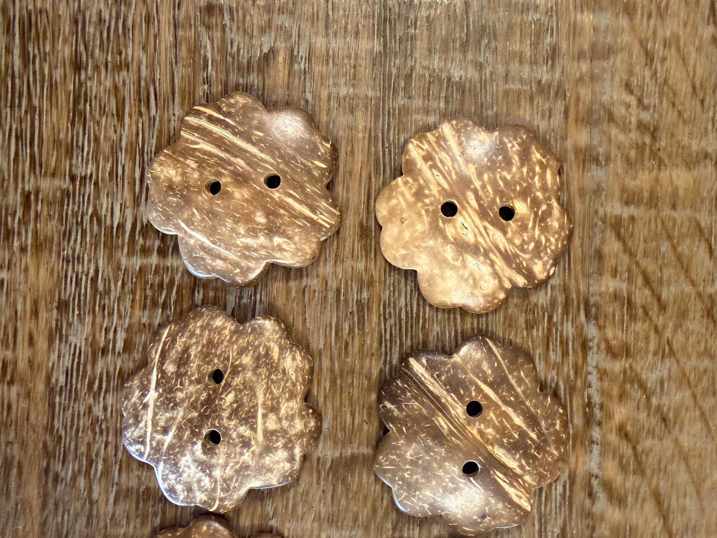 Flower Coconut Buttons, Natural Brown, 50mm