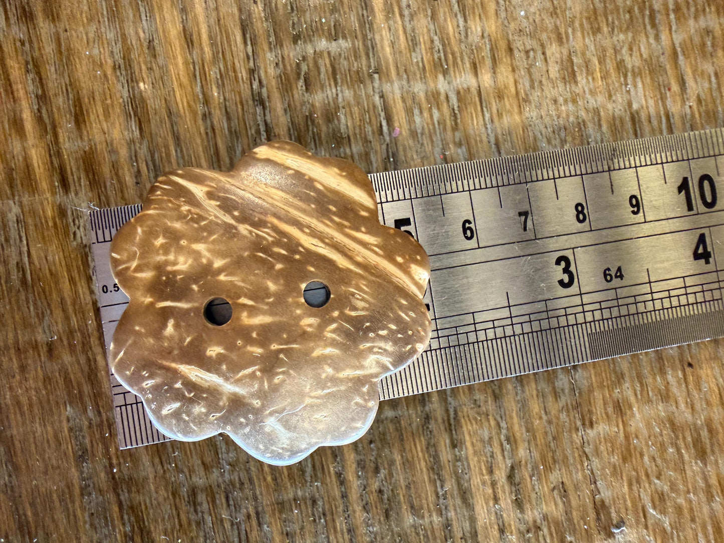 Flower Coconut Buttons, Natural Brown, 50mm