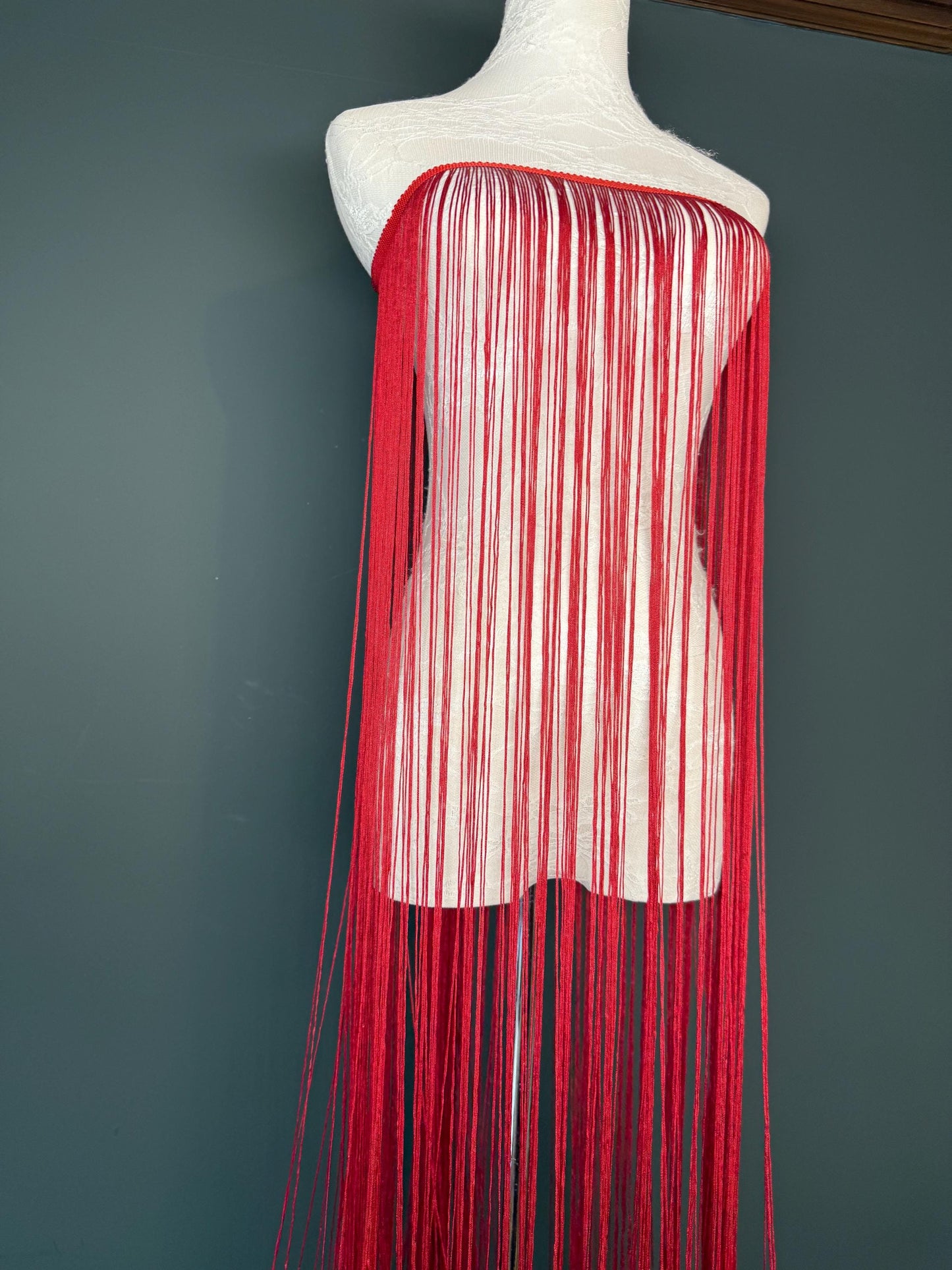 40” Wide Fringe Trim, 100cm Wide Fringe Trimming, High Quality, Dense High Quality Fringe, Deep Red, 27 Colours