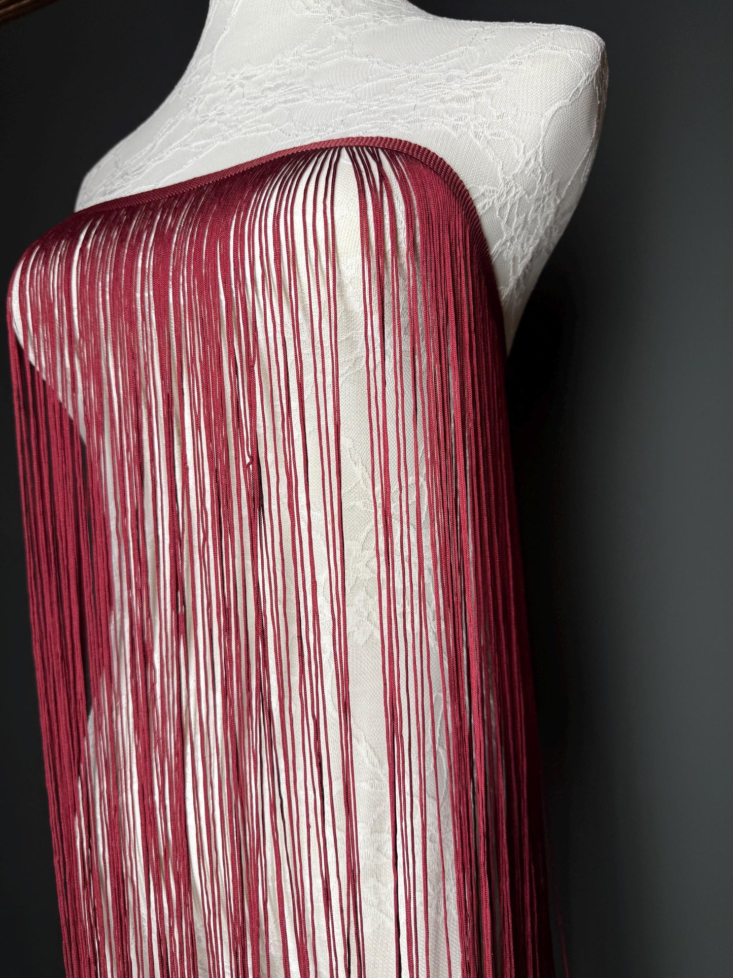 Burgundy Fringe Trim, 40" Wide, Sewing Embellishment, 27 Colour options