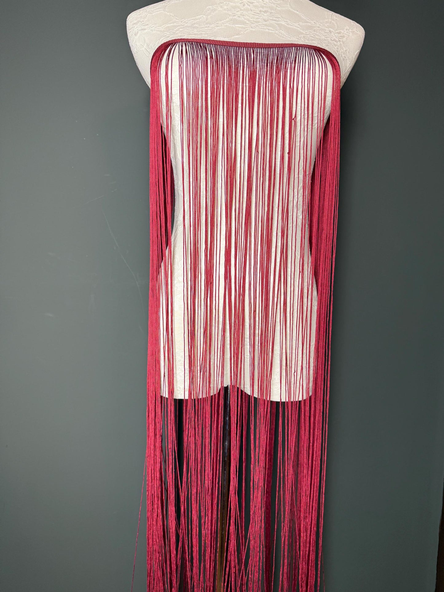 Burgundy Fringe Trim, 40" Wide, Sewing Embellishment, 27 Colour options