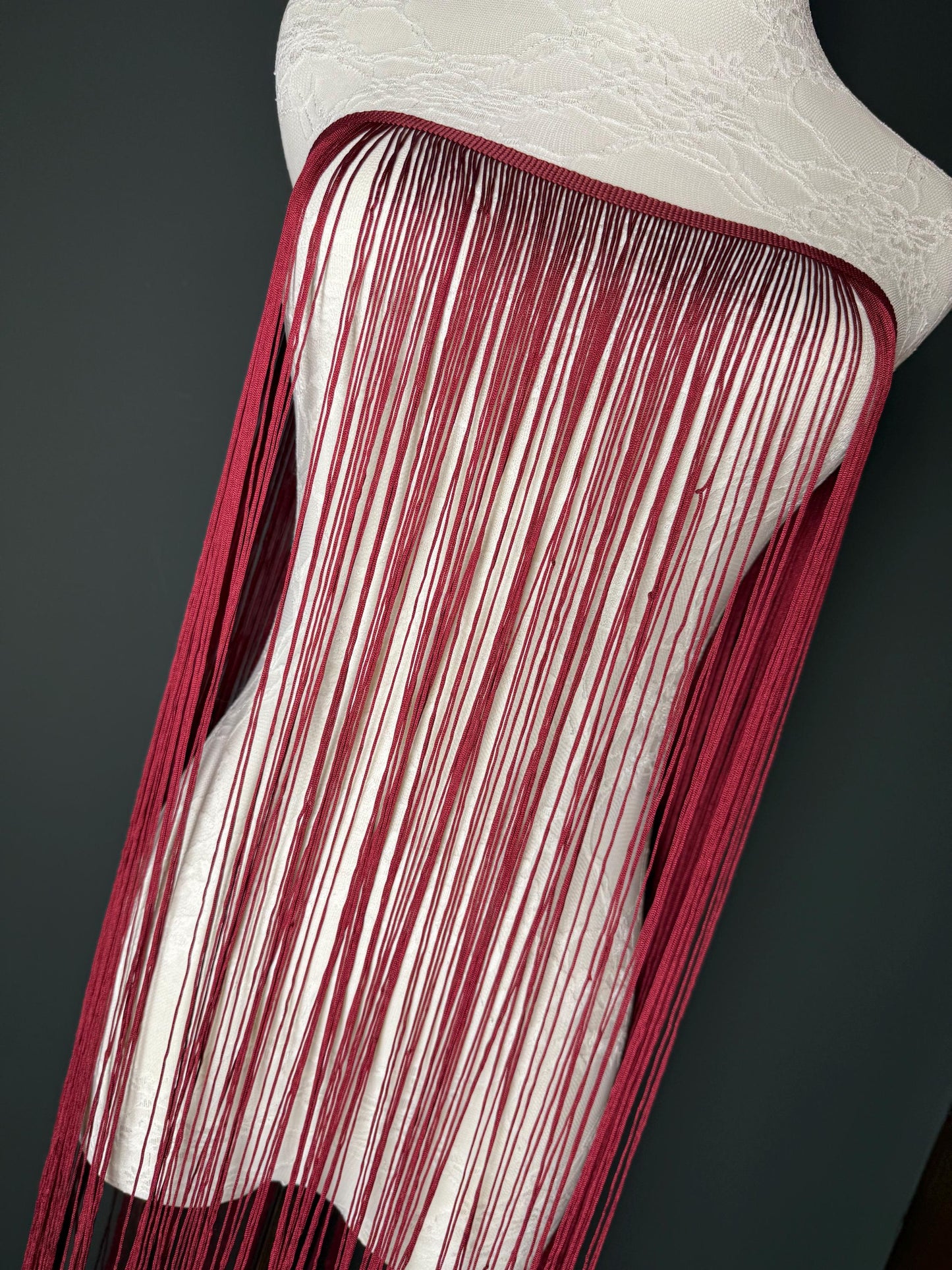 Burgundy Fringe Trim, 40" Wide, Sewing Embellishment, 27 Colour options