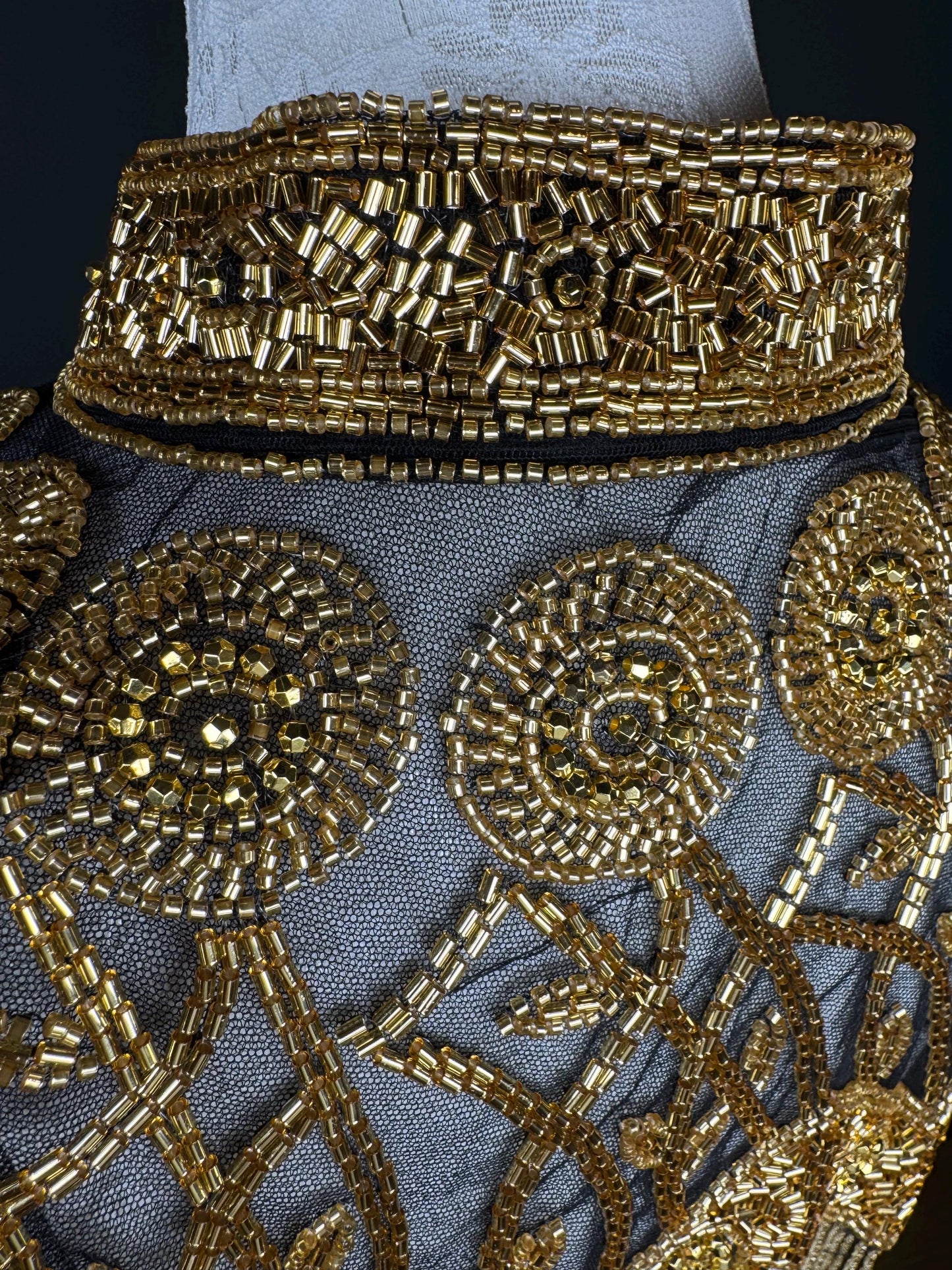 Beaded Fringe Cape Shawl – Handmade Gold or Silver Embellished Evening Wrap