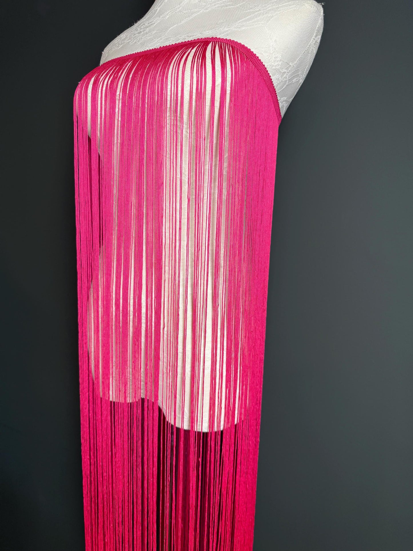 Cerise Dense Fringe Trim, 40" 100cm Wide, Sewing Embellishment, 27 Colour Options