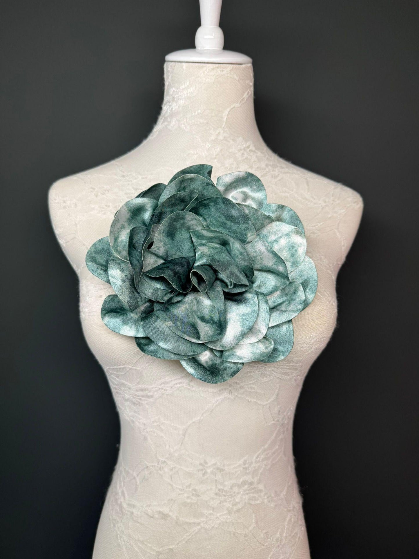 Large Satin Corsage Flower, Handmade 3D Floral Pin, 8", 20cm, 17 Colours