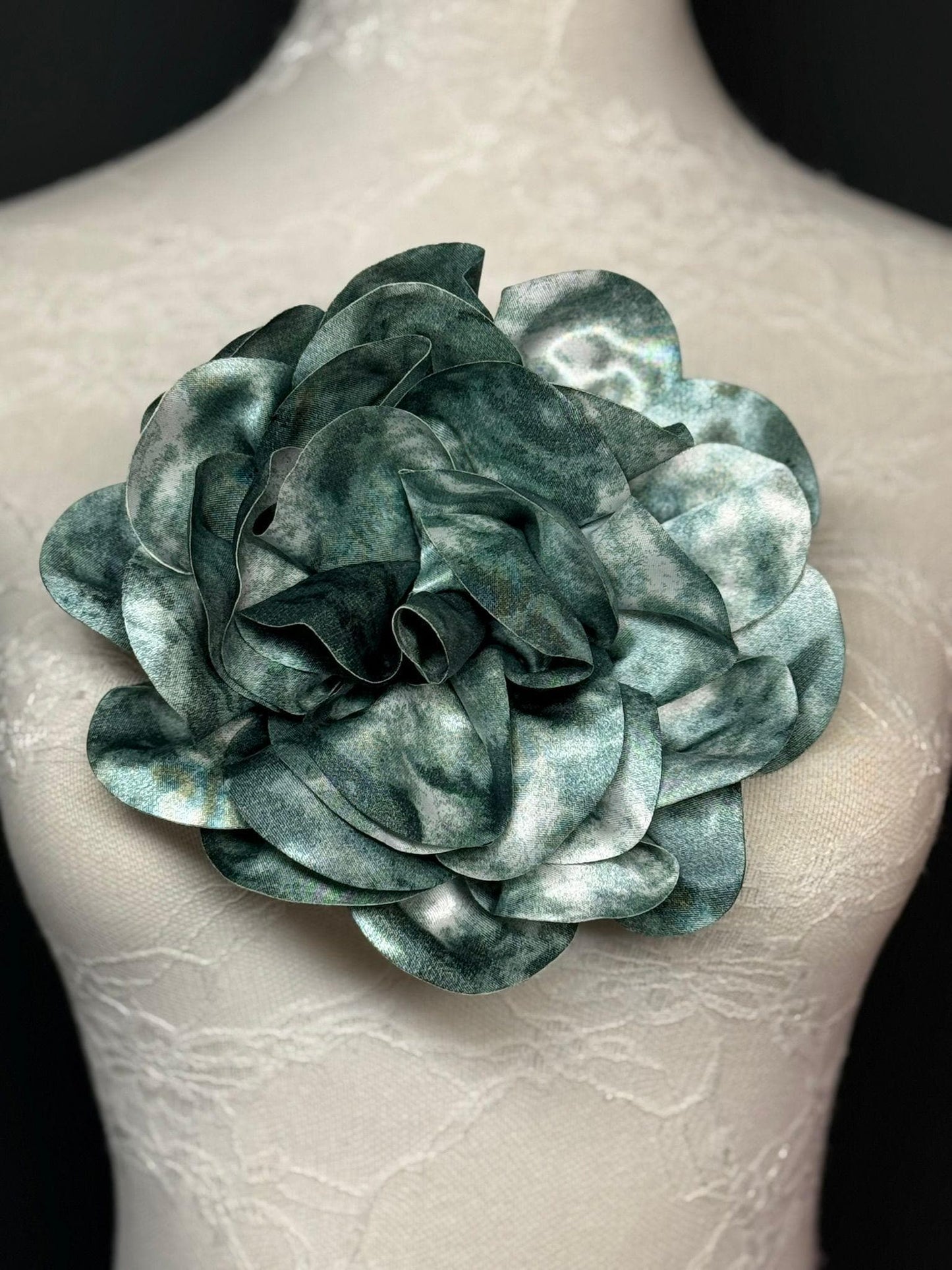 Large Satin Corsage Flower, Handmade 3D Floral Pin, 8", 20cm, 17 Colours