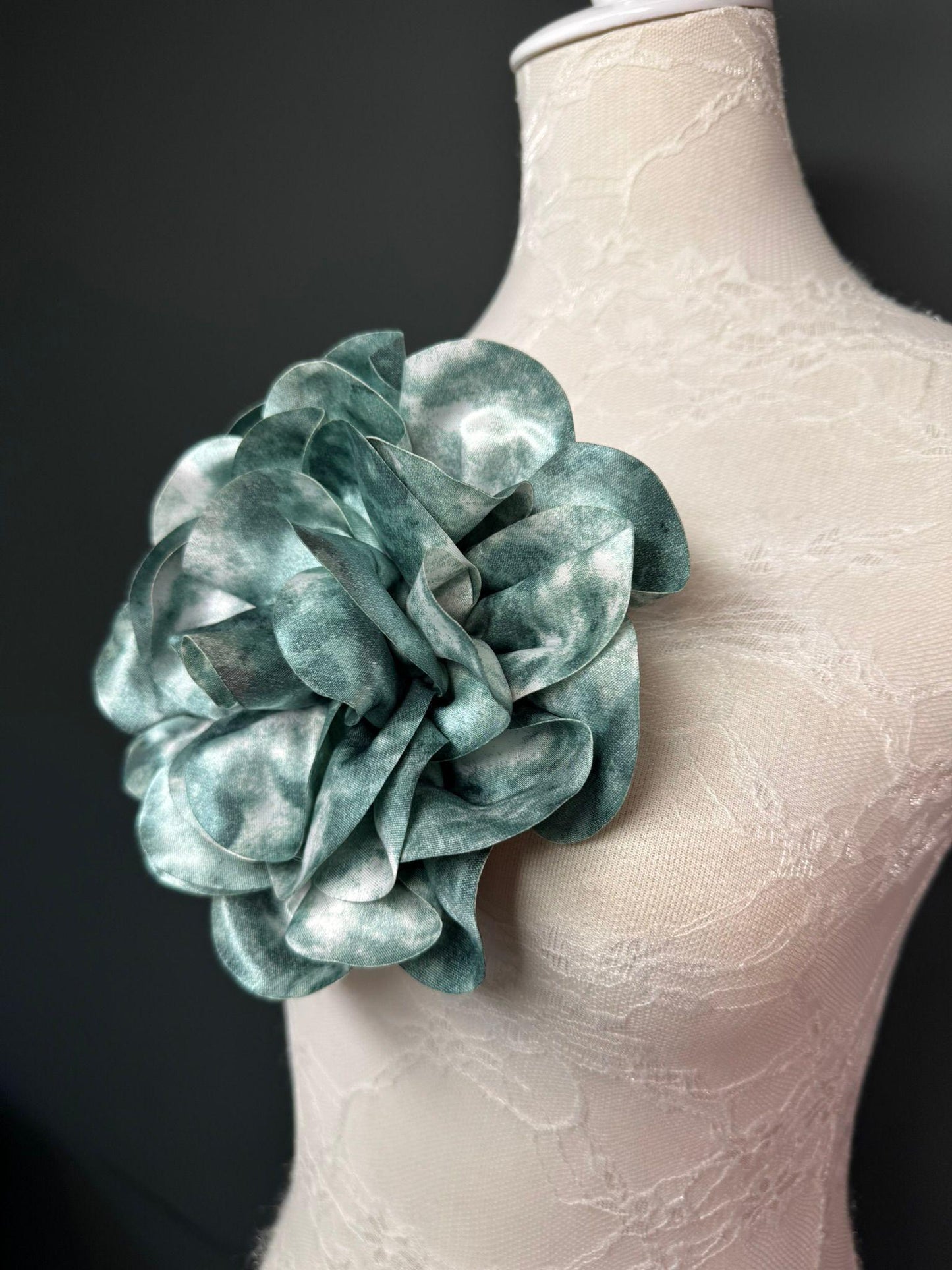 Large Satin Corsage Flower, Handmade 3D Floral Pin, 8", 20cm, 17 Colours