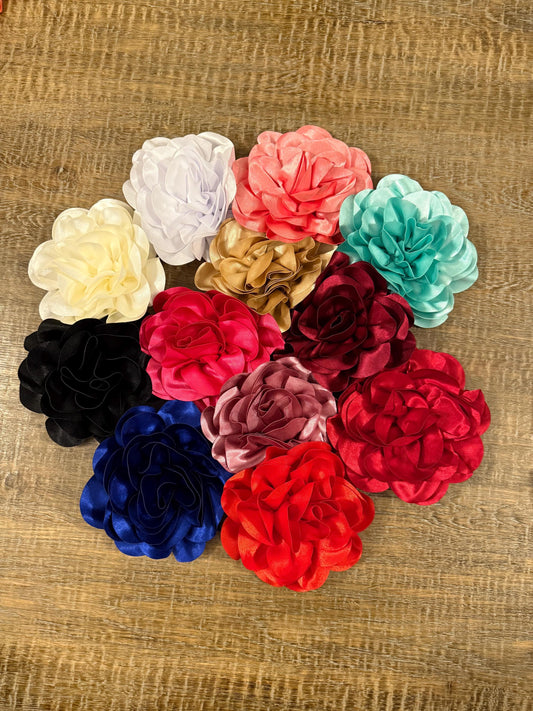 Large 3D Corsage Flower, Luxurious Satin Fabric, 12 Colours, 20cm, 8” Wide, Pin on Corsage, Bridal, Clothing, Dress, Hair, Wedding, Race Day