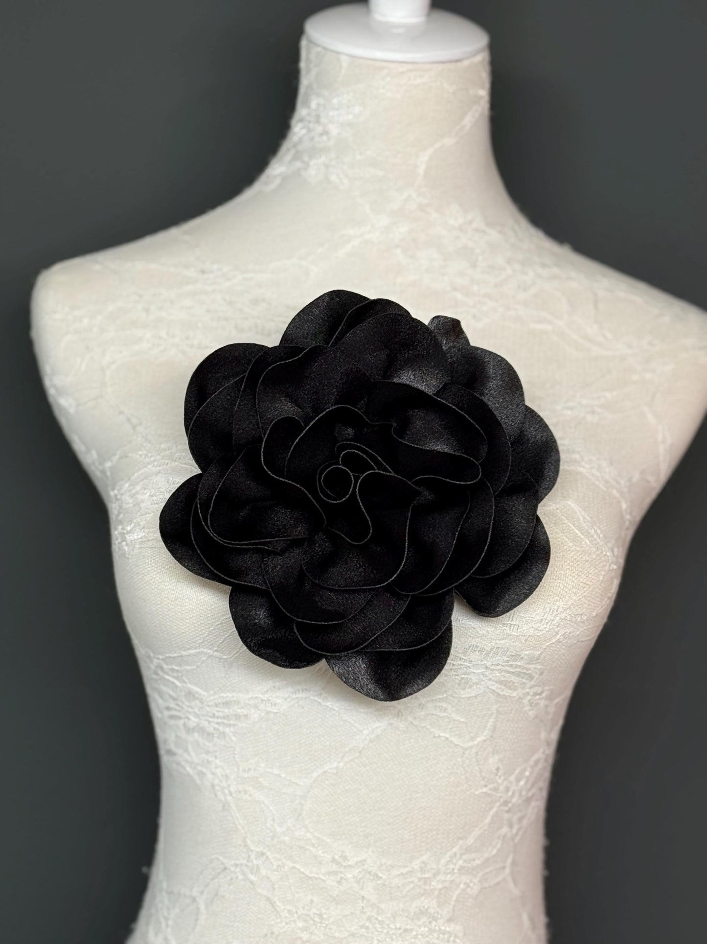 Large 3D Corsage Flower, Luxurious Satin Fabric, 12 Colours, 20cm, 8” Wide, Pin on Corsage, Bridal, Clothing, Dress, Hair, Wedding, Race Day