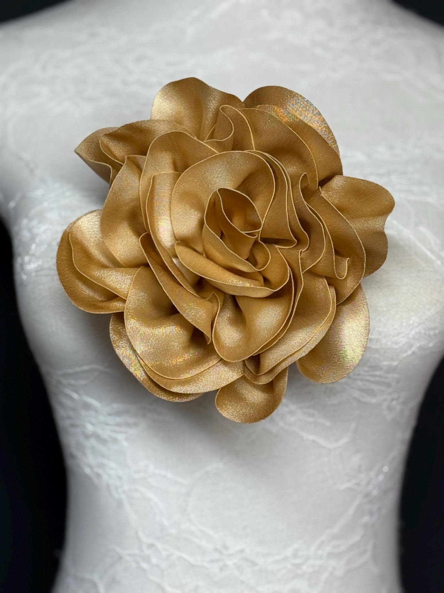 Large 3D Corsage Flower, Luxurious Satin Fabric, 12 Colours, 20cm, 8” Wide, Pin on Corsage, Bridal, Clothing, Dress, Hair, Wedding, Race Day