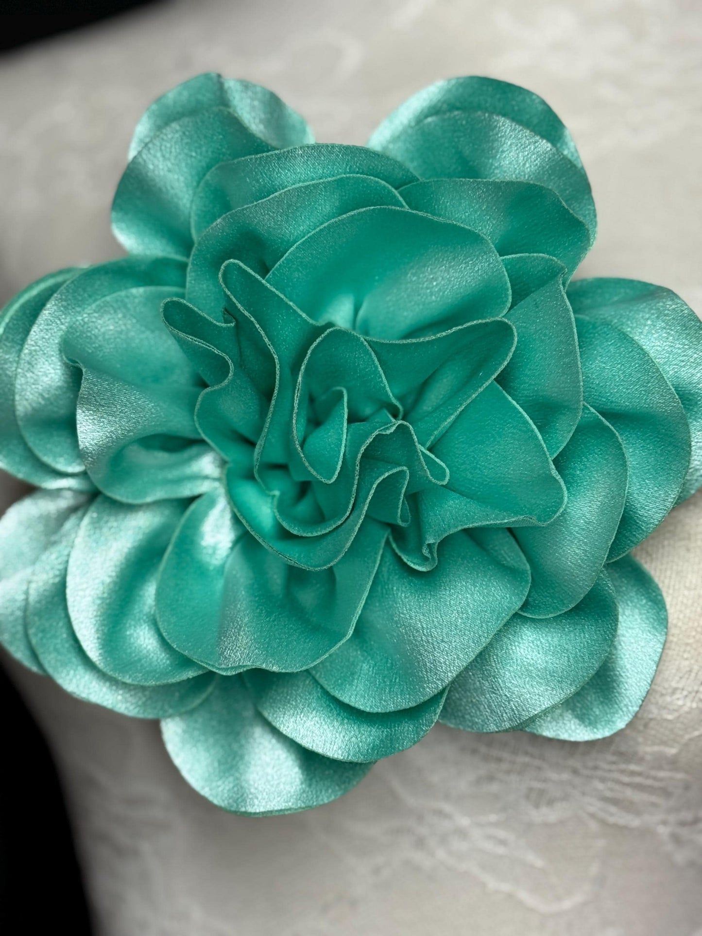 Large 3D Corsage Flower, Luxurious Satin Fabric, 12 Colours, 20cm, 8” Wide, Pin on Corsage, Bridal, Clothing, Dress, Hair, Wedding, Race Day