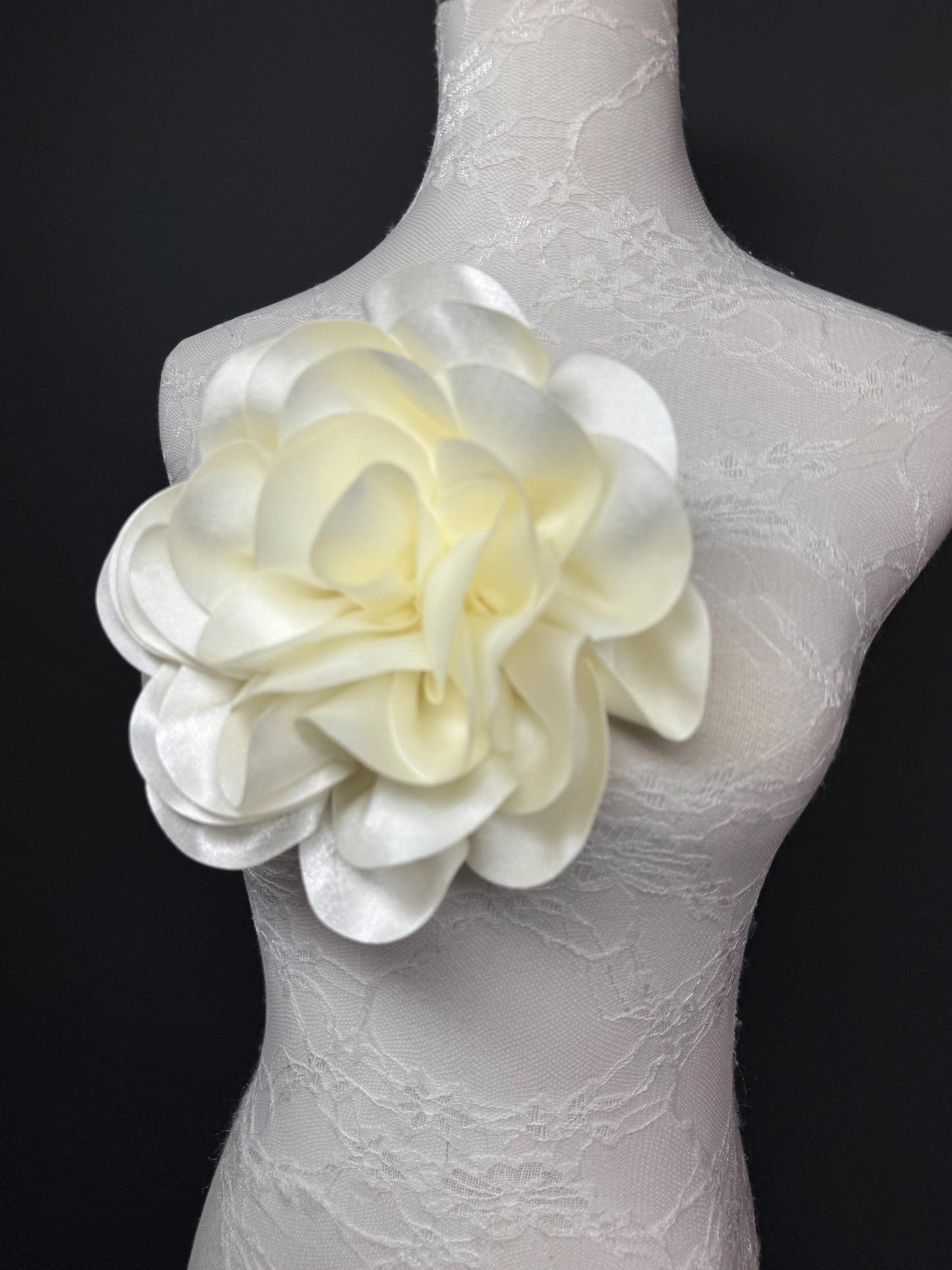 Large 3D Corsage Flower, Luxurious Satin Fabric, 12 Colours, 20cm, 8” Wide, Pin on Corsage, Bridal, Clothing, Dress, Hair, Wedding, Race Day