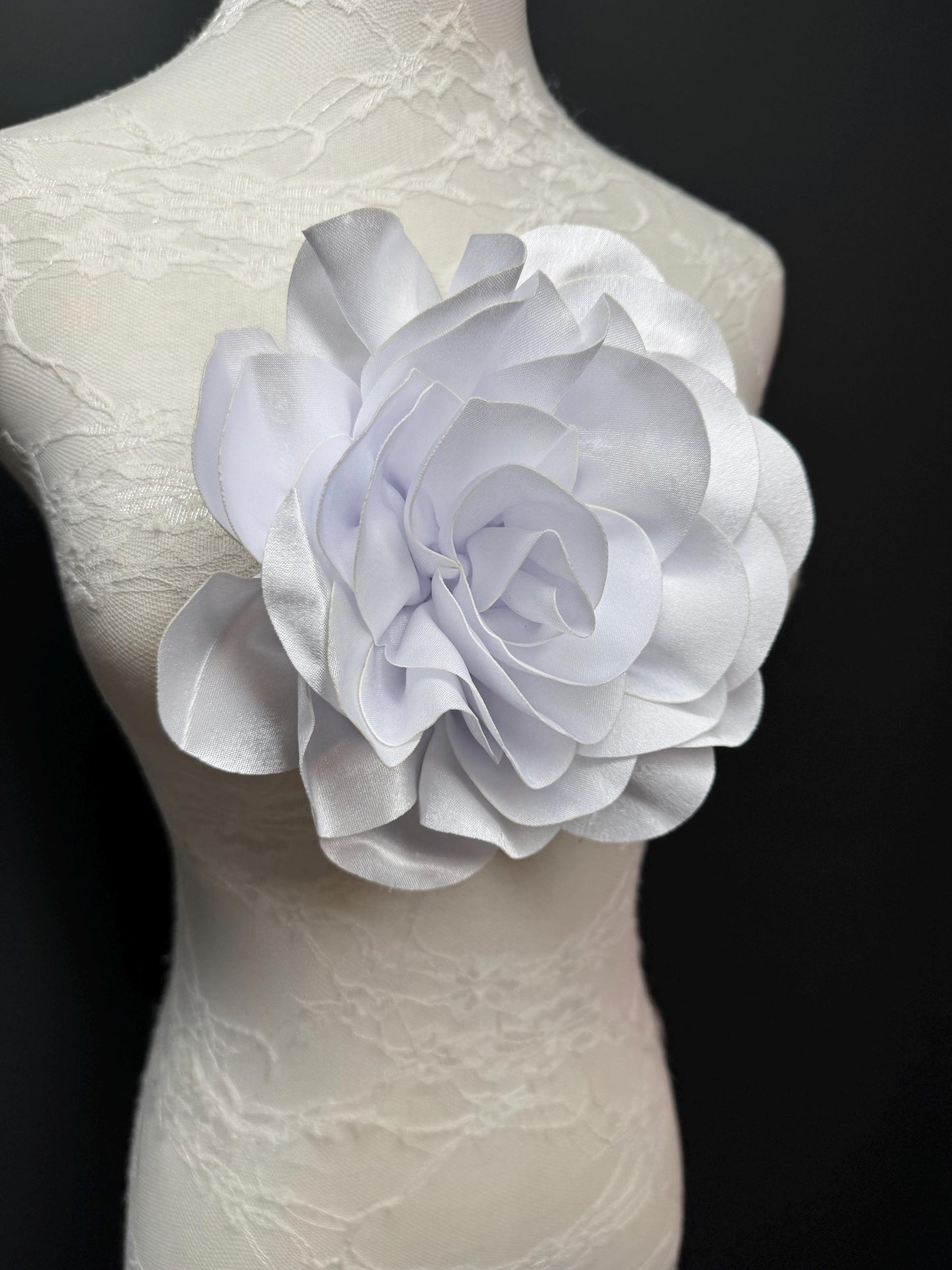 Large 3D Corsage Flower, Luxurious Satin Fabric, 12 Colours, 20cm, 8” Wide, Pin on Corsage, Bridal, Clothing, Dress, Hair, Wedding, Race Day