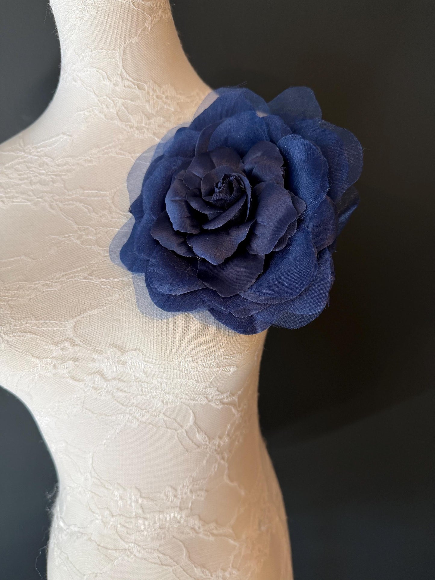 Large Corsage Flower, Ivory, Navy, Dusky Pink, 7” Wide, Large Pin on Corsage, Bridal, Clothing, Fashion, Hat, Accessory, Fashion, FAN Design