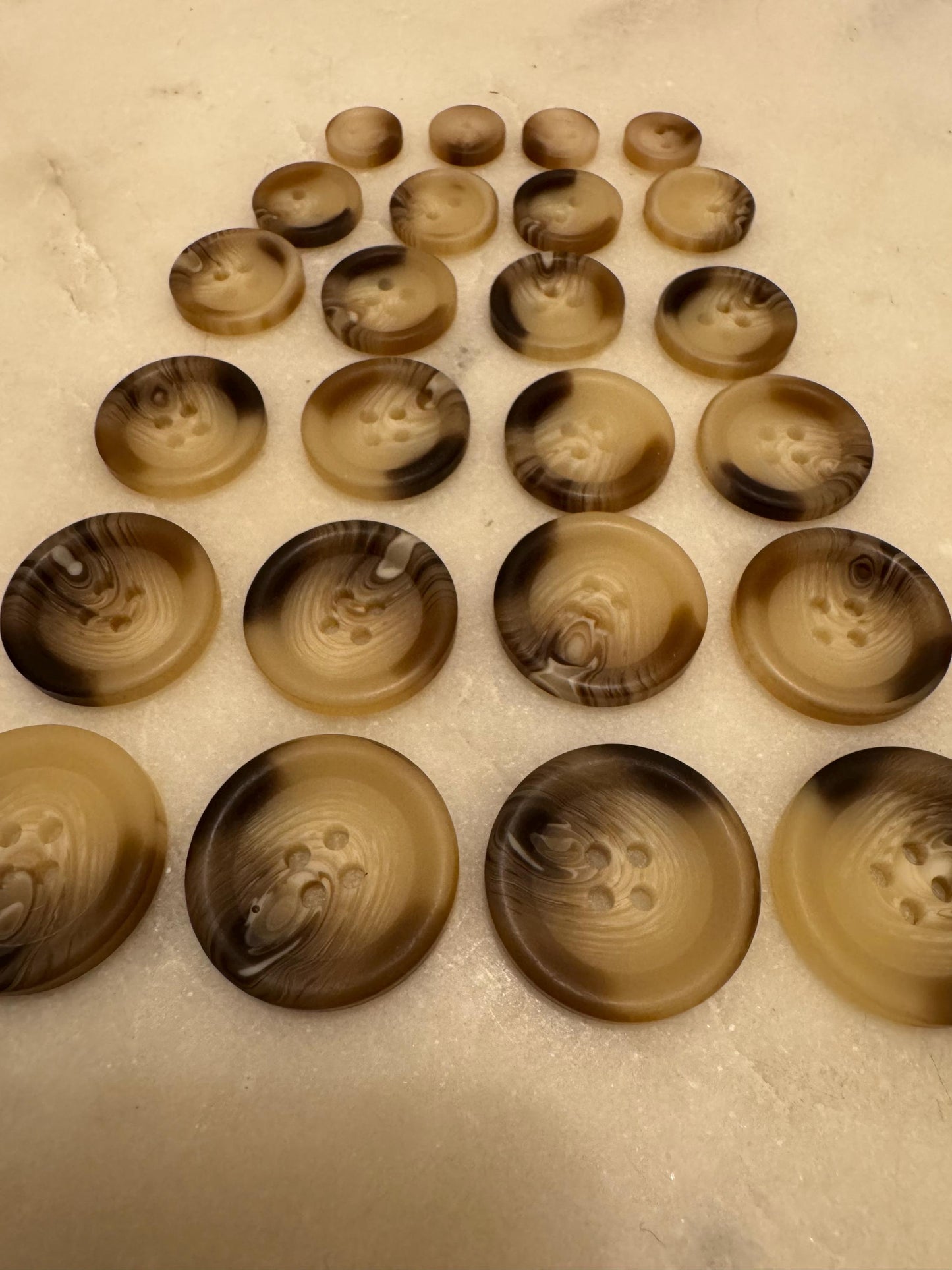 Mock Horn Button, 6 Sizes, 25mm, 23mm, 21mm, 18mm, 15mm, 12mm, 11.5mm