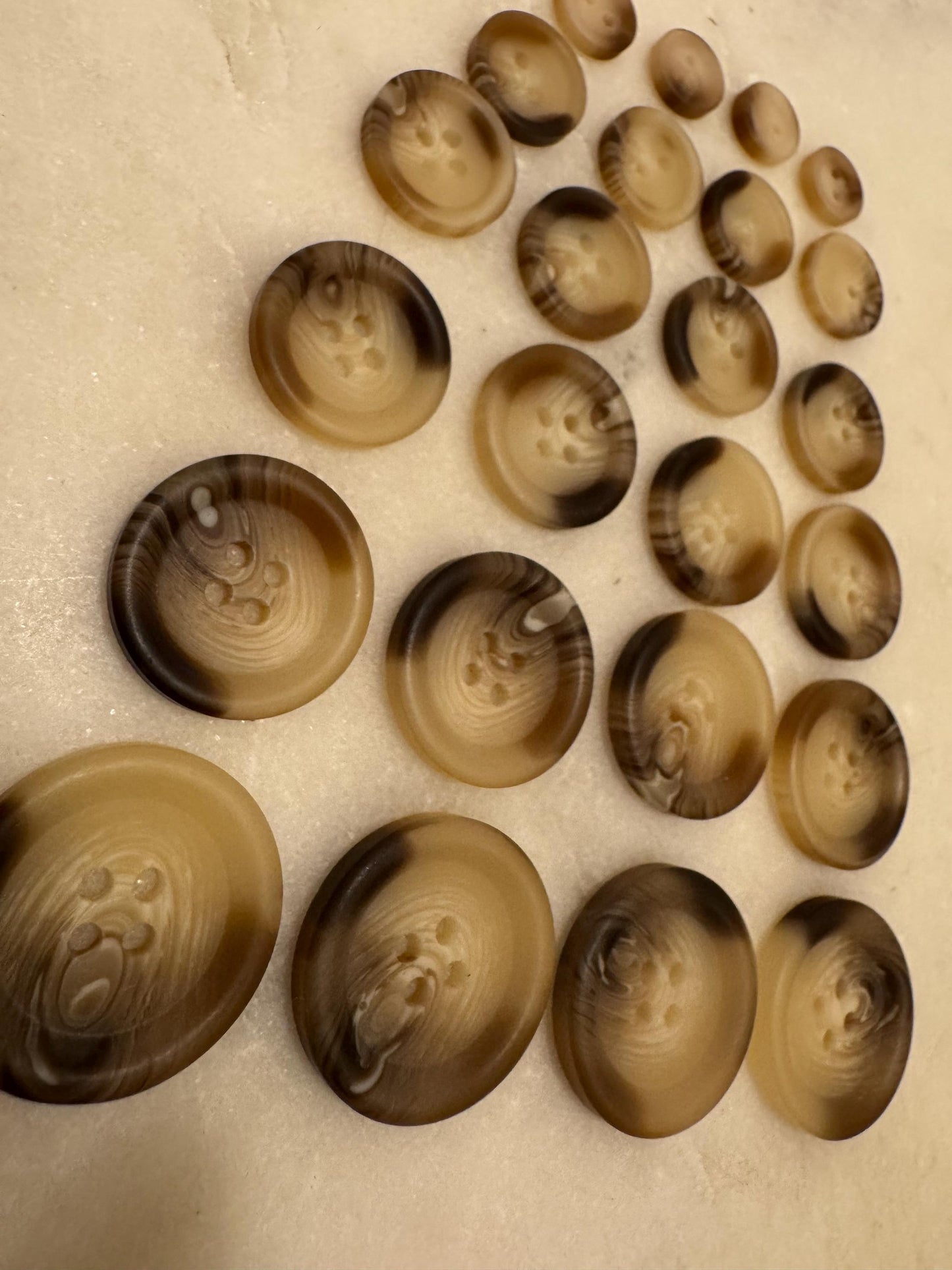 Mock Horn Button, 6 Sizes, 25mm, 23mm, 21mm, 18mm, 15mm, 12mm, 11.5mm