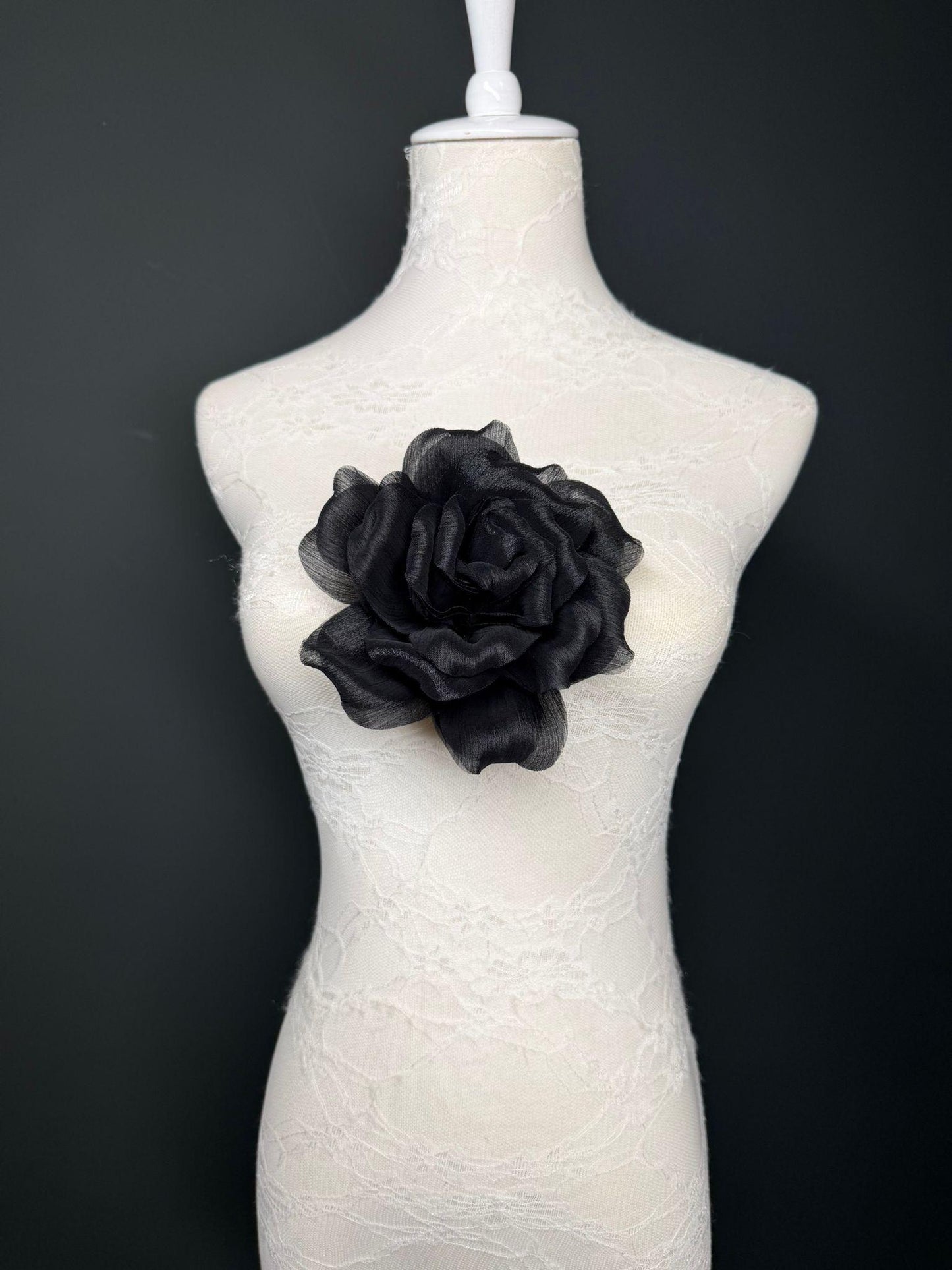 Lilac Handmade Organza Corsage Flower, Pin-On Brooch (6" Wide)