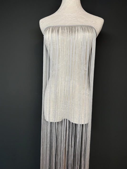 Silver 40" 100cm Length Dense Fringe Trim, 27 Colour Options