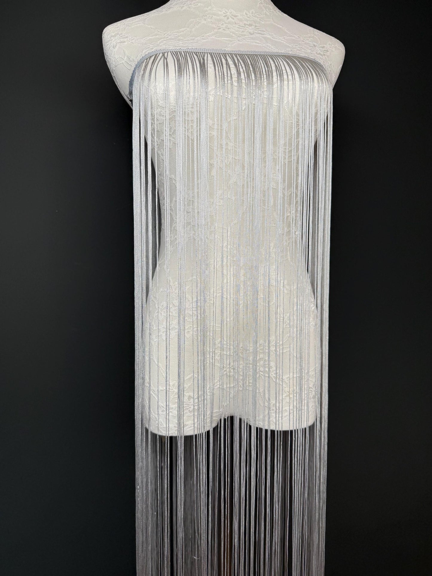 Silver 40" 100cm Length Dense Fringe Trim, 27 Colour Options