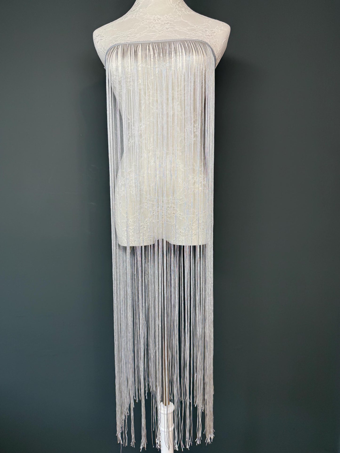 Silver 40" 100cm Length Dense Fringe Trim, 27 Colour Options