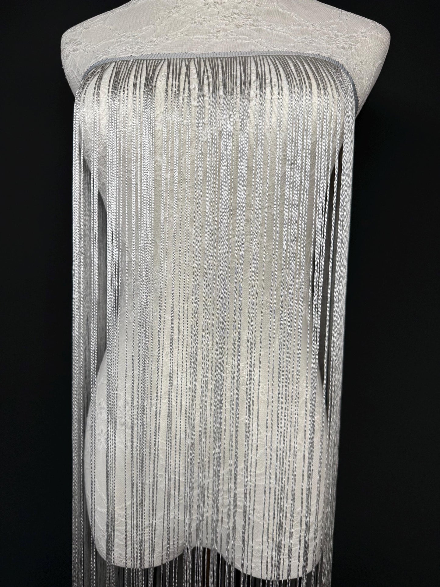 Silver 40" 100cm Length Dense Fringe Trim, 27 Colour Options