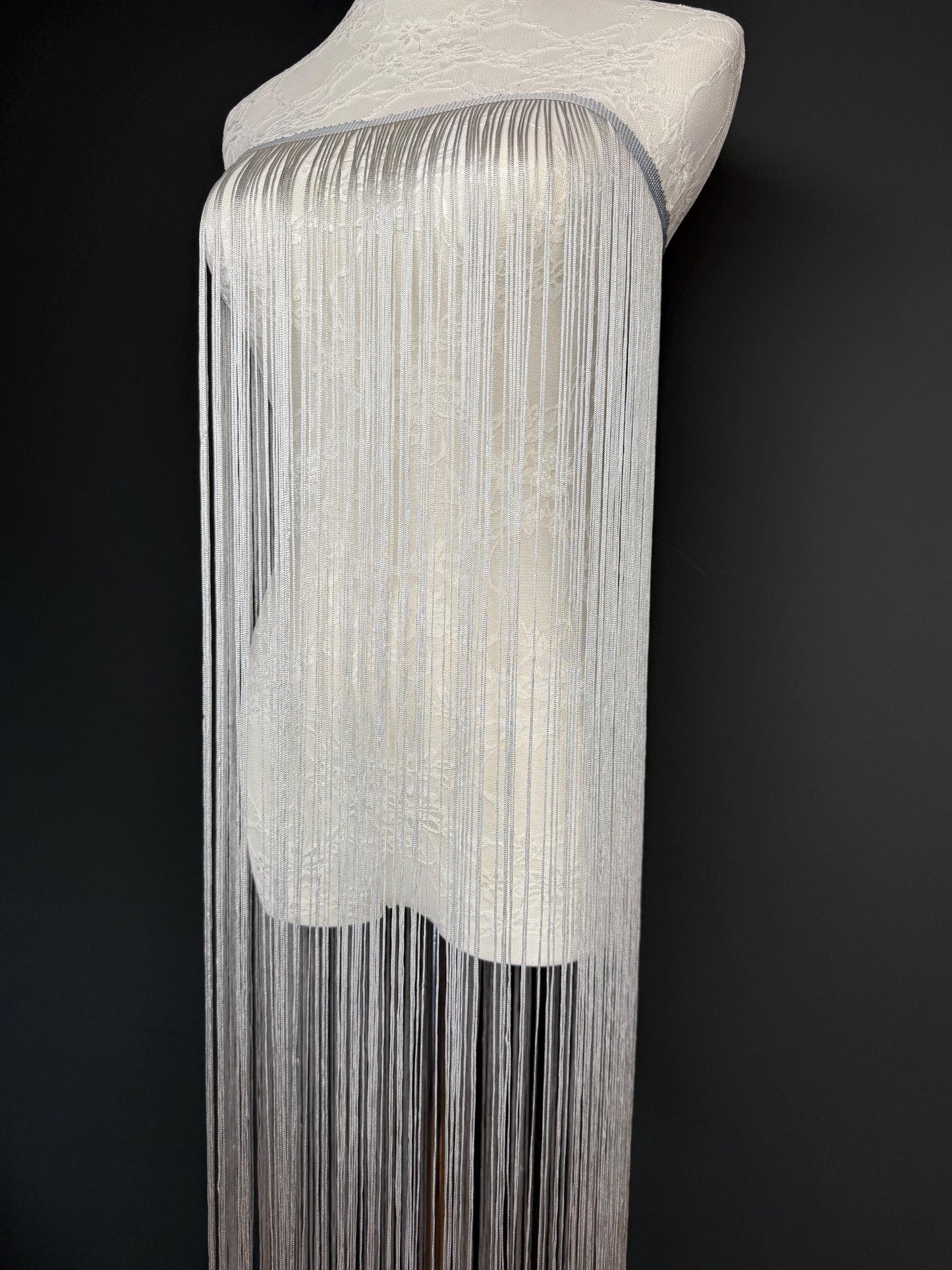 Silver 40" 100cm Length Dense Fringe Trim, 27 Colour Options