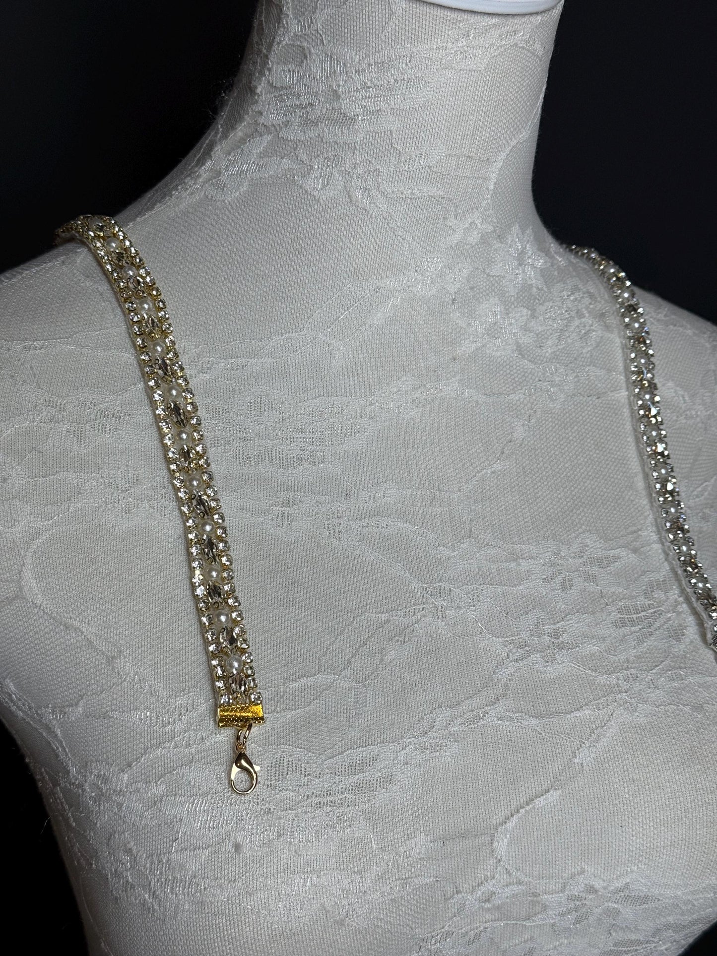 Rhinestone Pearl Bra Straps, Bridal Diamanté Strap, Silver or Gold
