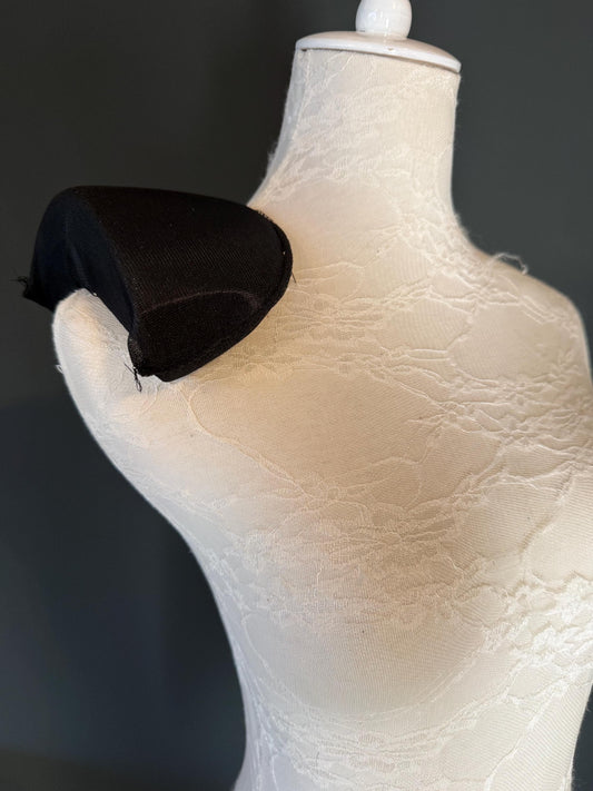1 pair, Deep Covered Shoulder Pads, 5cm (2”) Thickness, Black, Ivory, UK Made