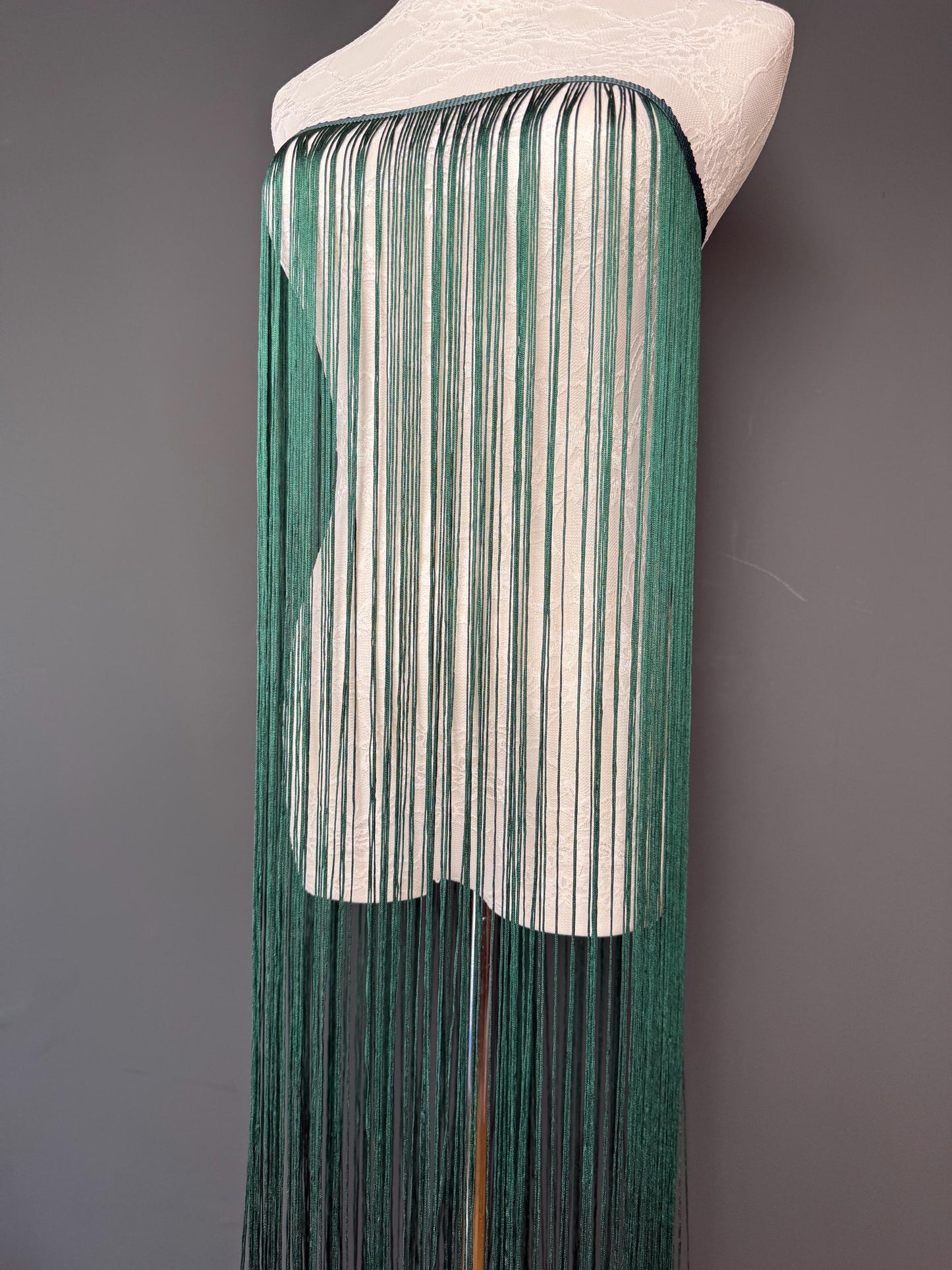 40" Wide Dense Fringe Trim, Forest Green, 27 Colour Options