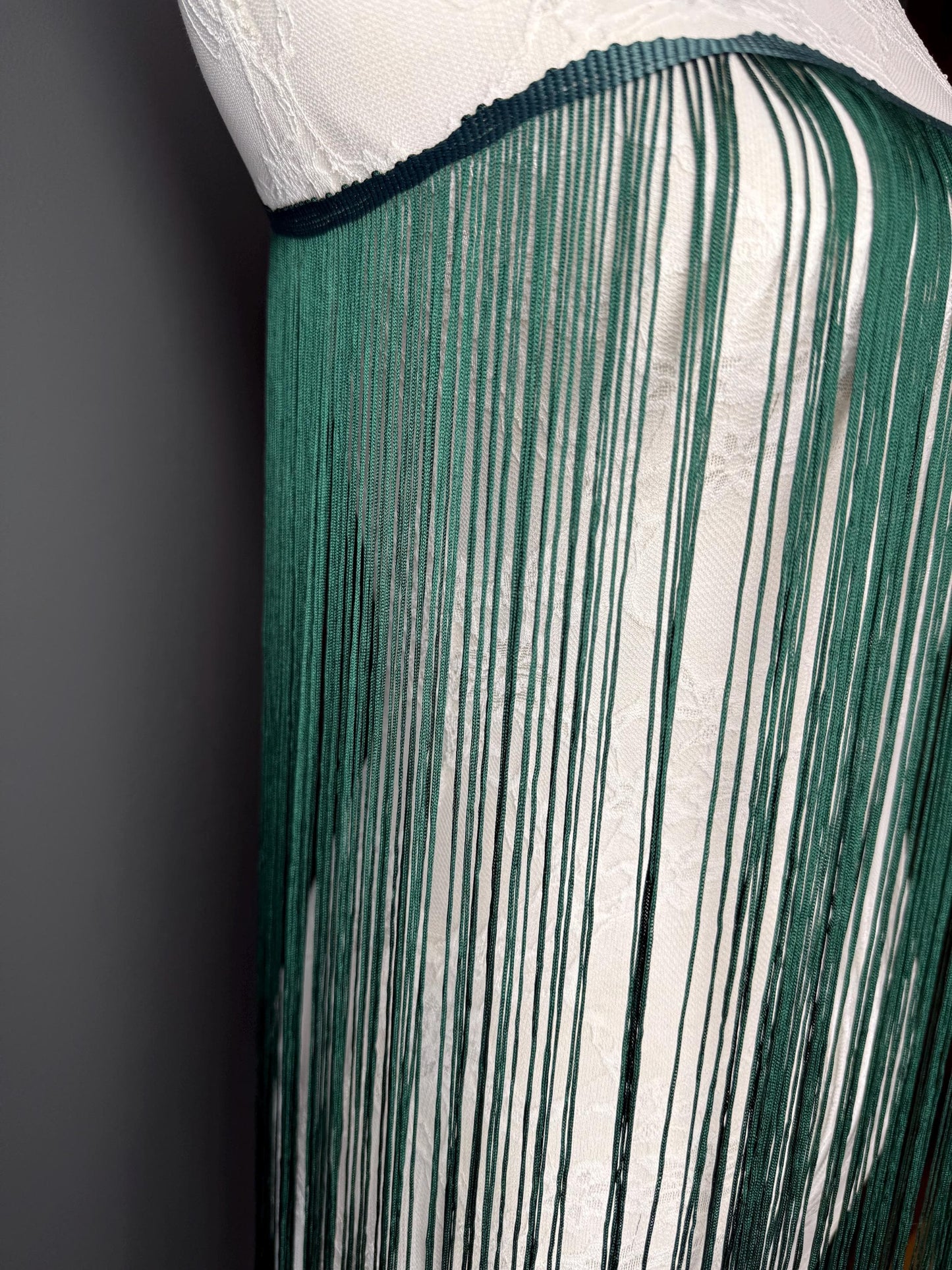 40" Wide Dense Fringe Trim, Forest Green, 27 Colour Options