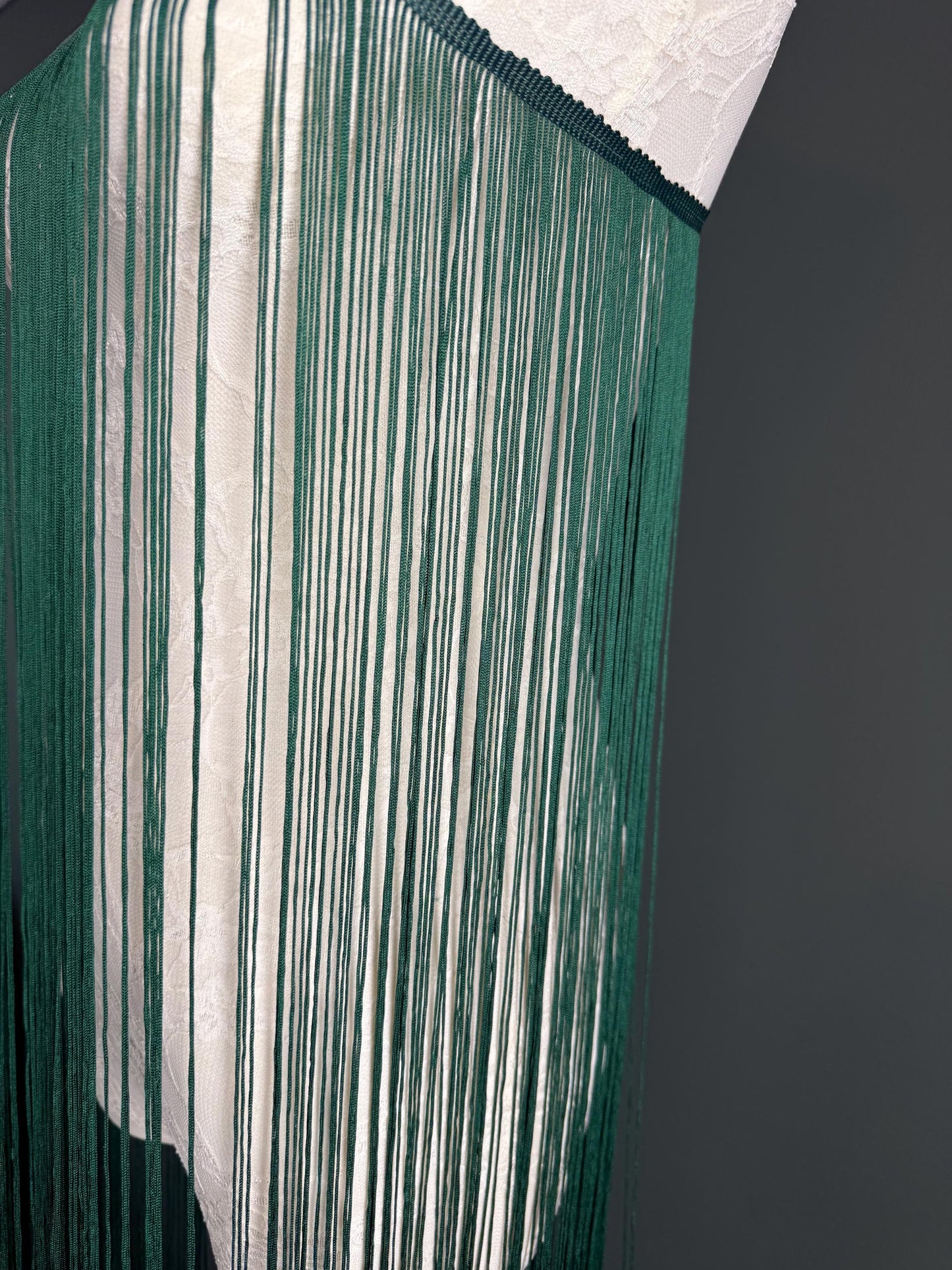 40" Wide Dense Fringe Trim, Forest Green, 27 Colour Options