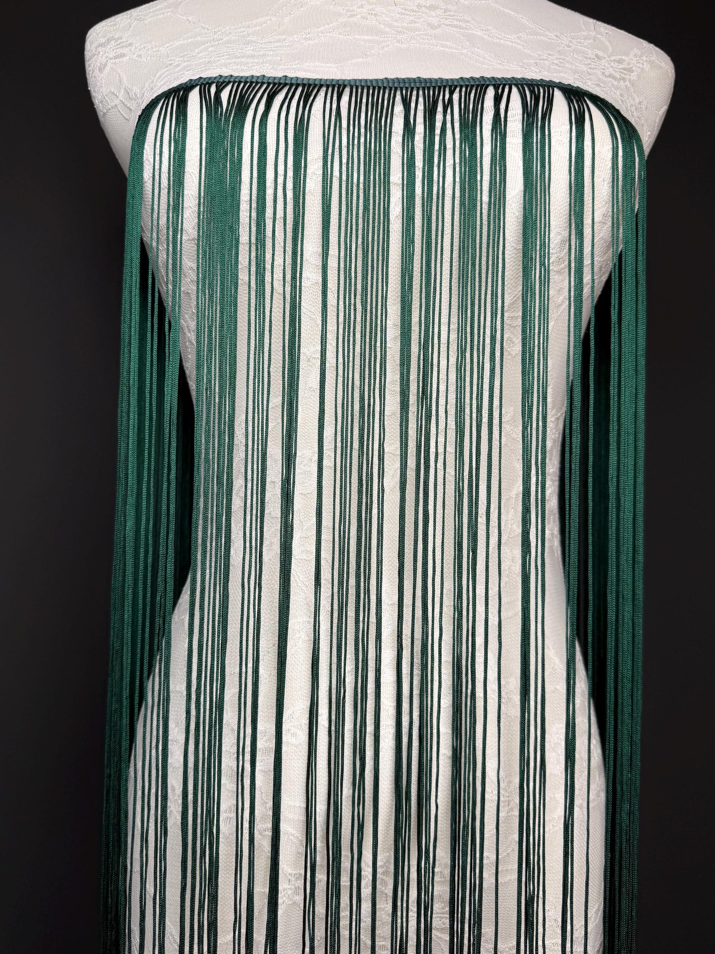 40" Wide Dense Fringe Trim, Forest Green, 27 Colour Options