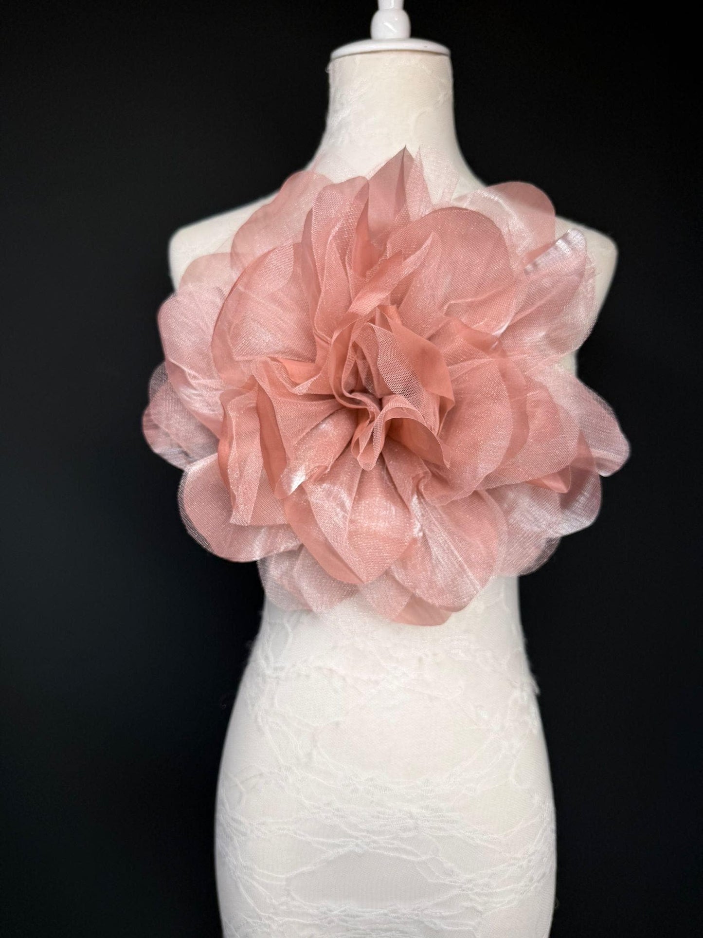 Oversized Large Organza Corsage Flower, Blush Pink , 5 colours, 11”, 27cm