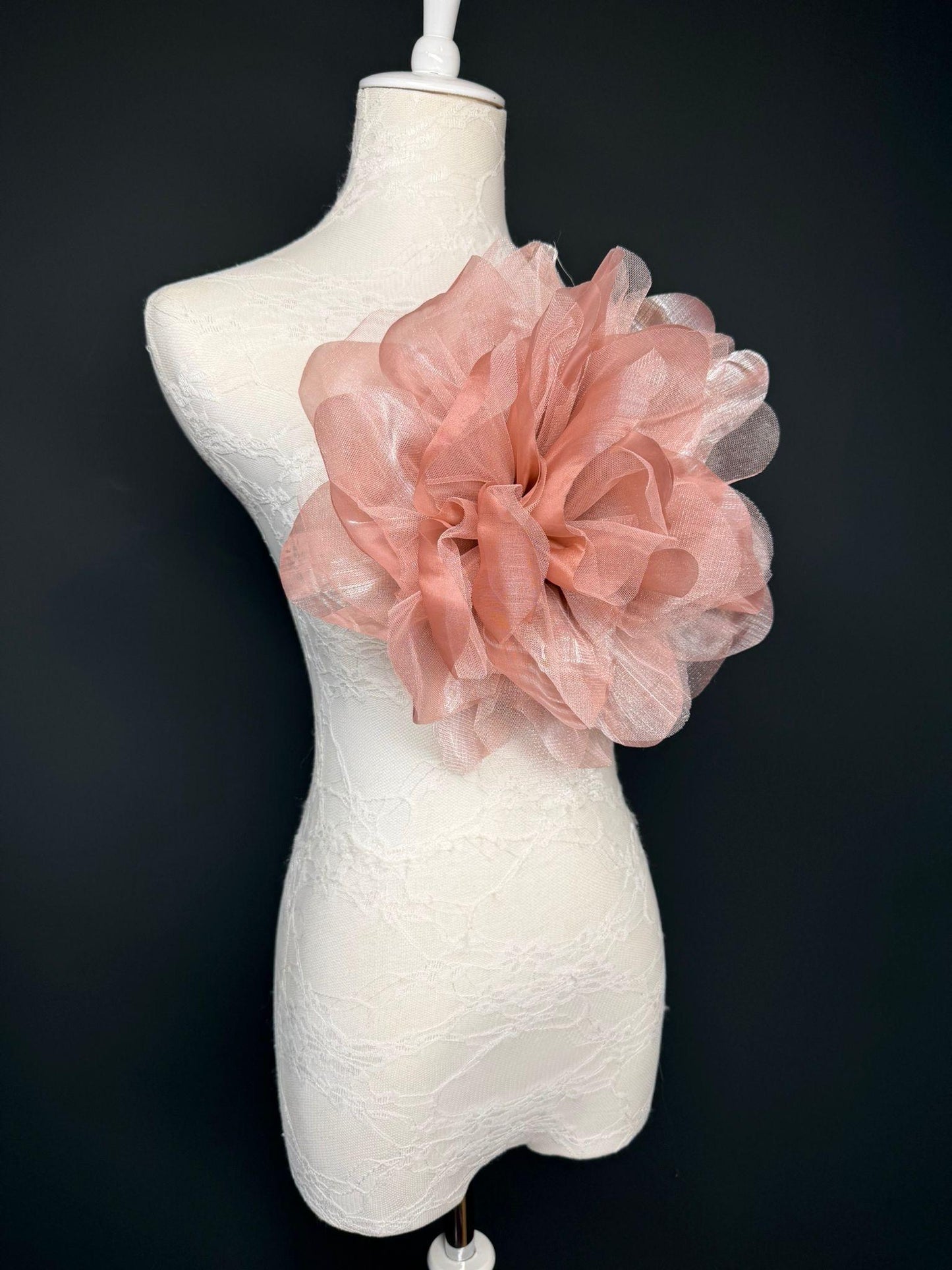 Oversized Large Organza Corsage Flower, Blush Pink , 5 colours, 11”, 27cm