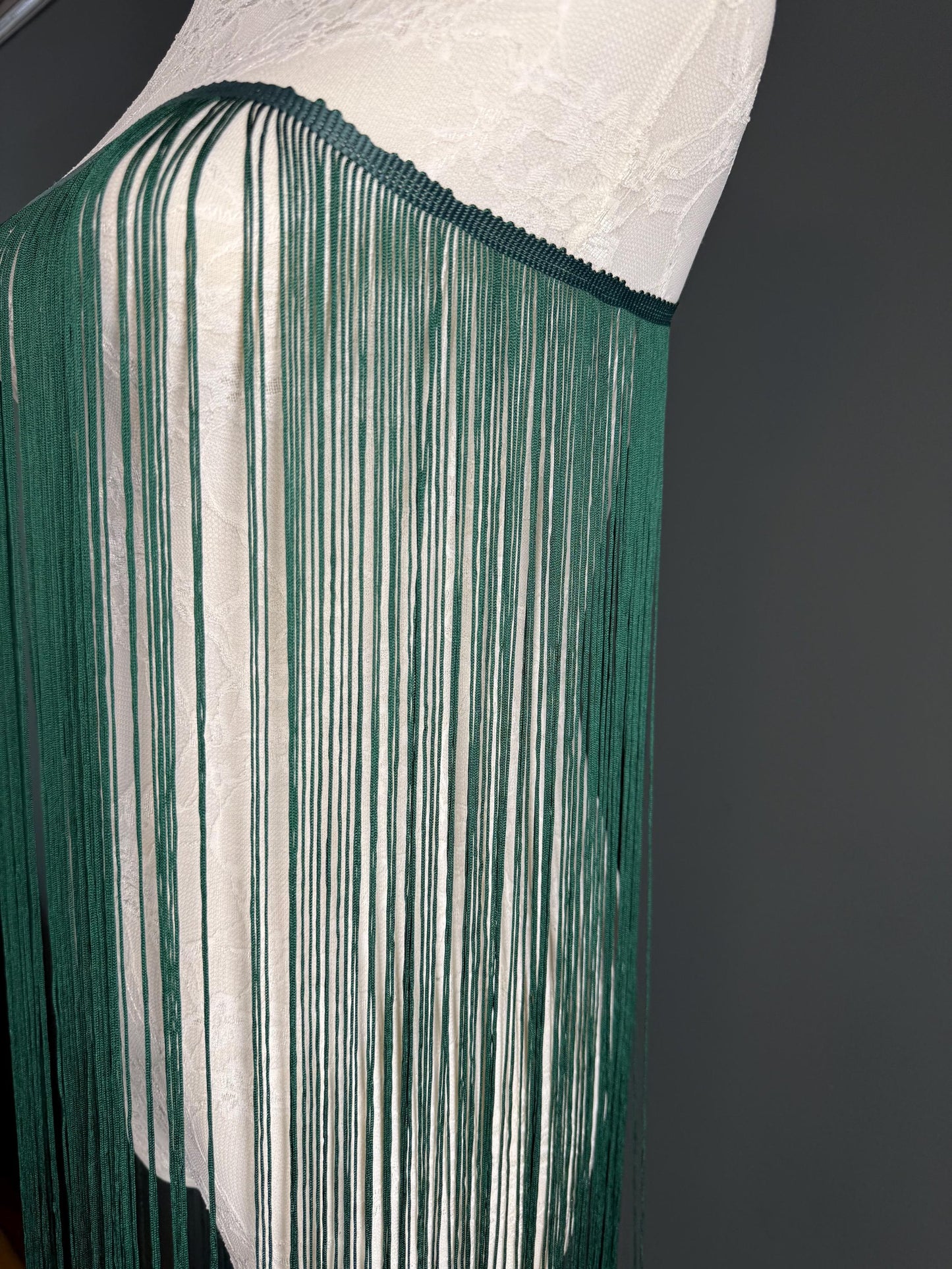 40" Wide Dense Fringe Trim, Forest Green, 27 Colour Options