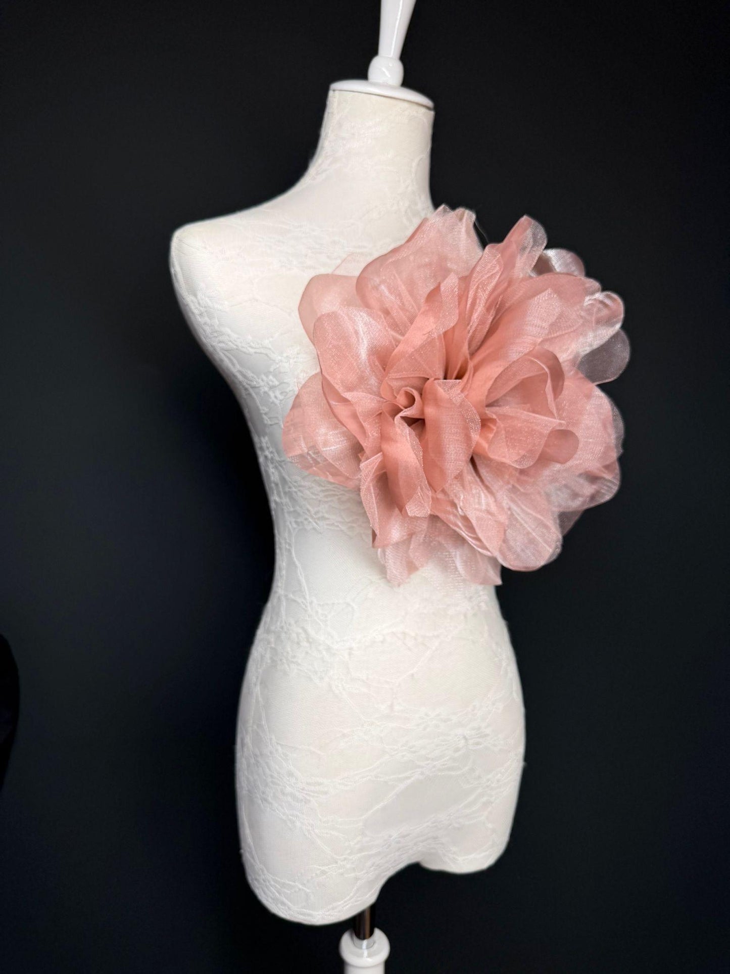 Oversized Large Organza Corsage Flower, Blush Pink , 5 colours, 11”, 27cm