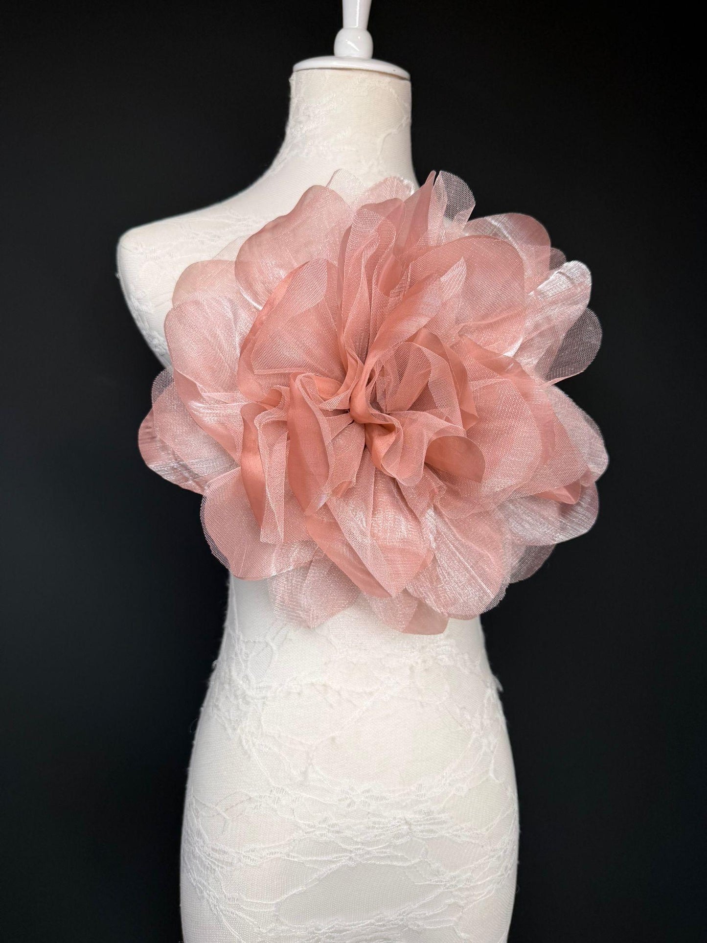 Oversized Large Organza Corsage Flower, Blush Pink , 5 colours, 11”, 27cm