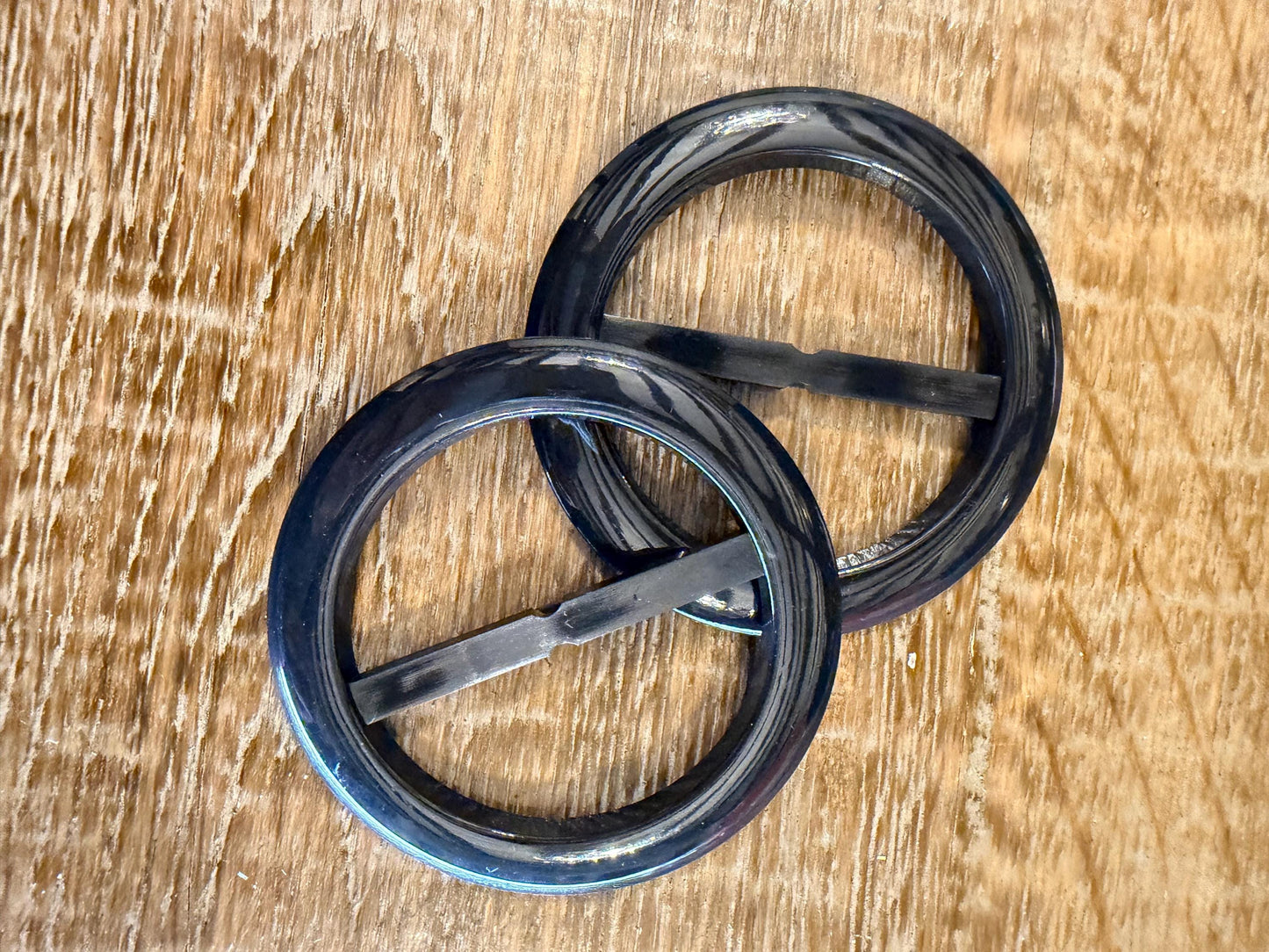 Black Plastic Round Buckle, 7cm, with optional Prong