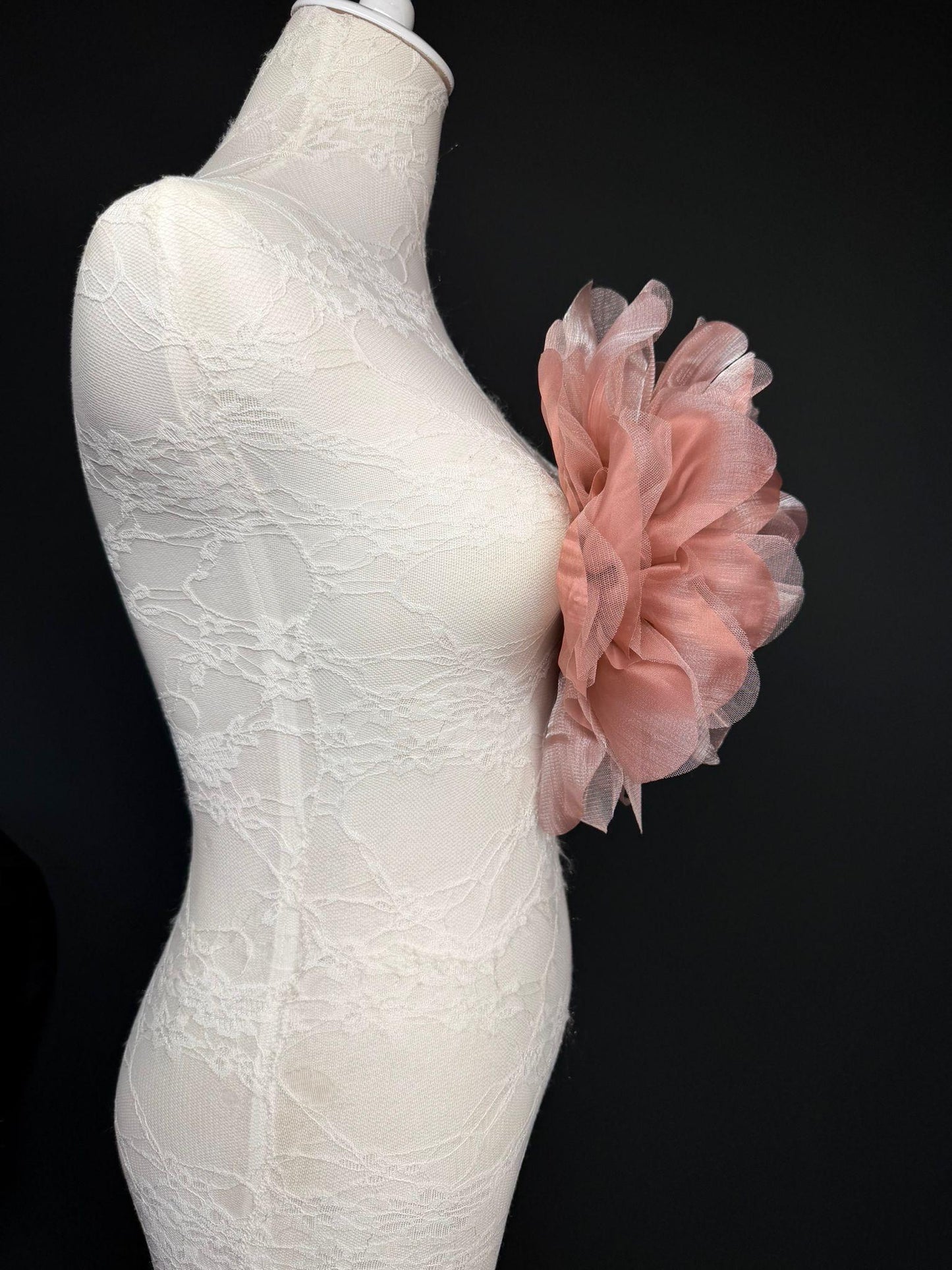 Oversized Large Organza Corsage Flower, Blush Pink , 5 colours, 11”, 27cm