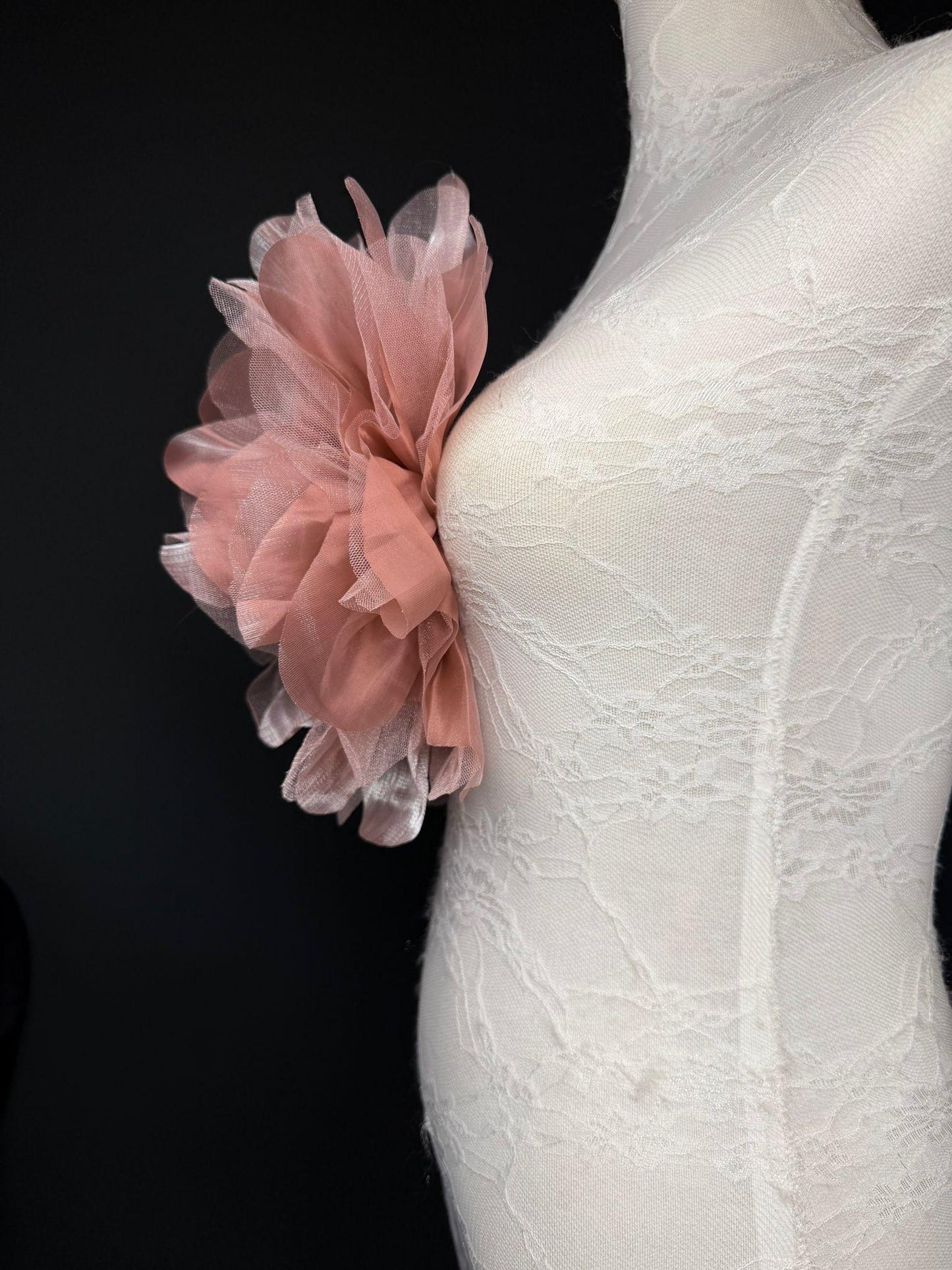 Oversized Large Organza Corsage Flower, Blush Pink , 5 colours, 11”, 27cm