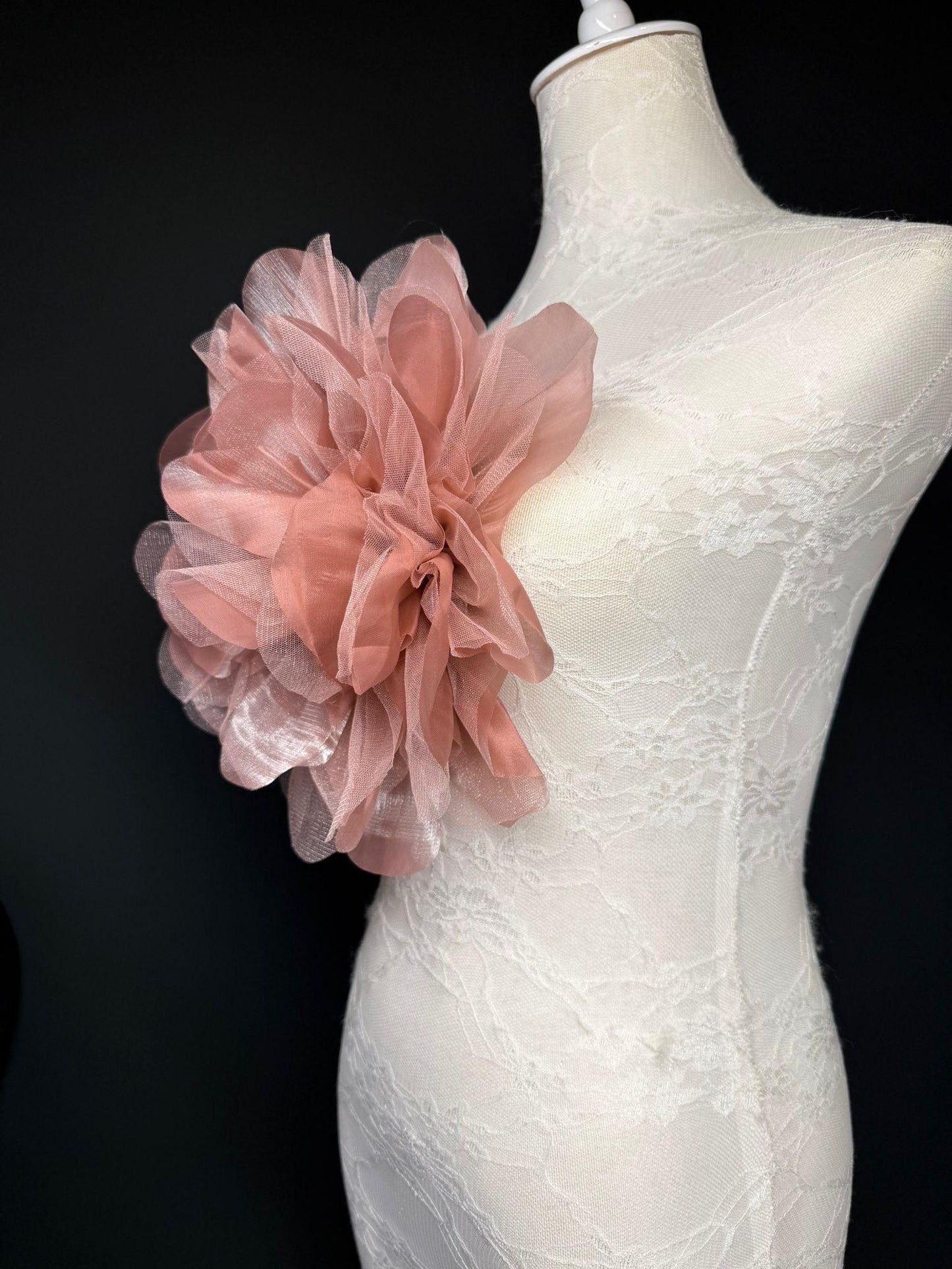 Oversized Large Organza Corsage Flower, Blush Pink , 5 colours, 11”, 27cm