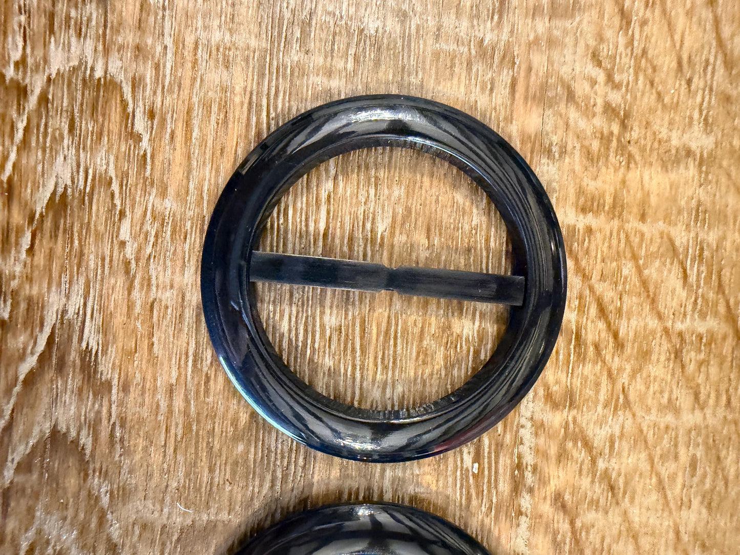 Black Plastic Round Buckle, 7cm, with optional Prong