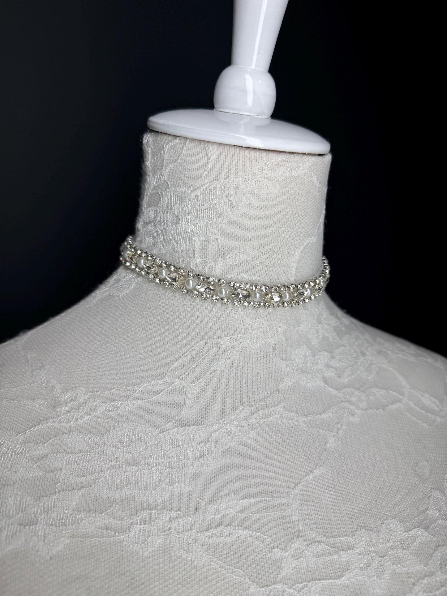 Pearl Jewel Choker: Handmade Elegant Bridal Necklace, Diamante, Jewels, Silver, Gold