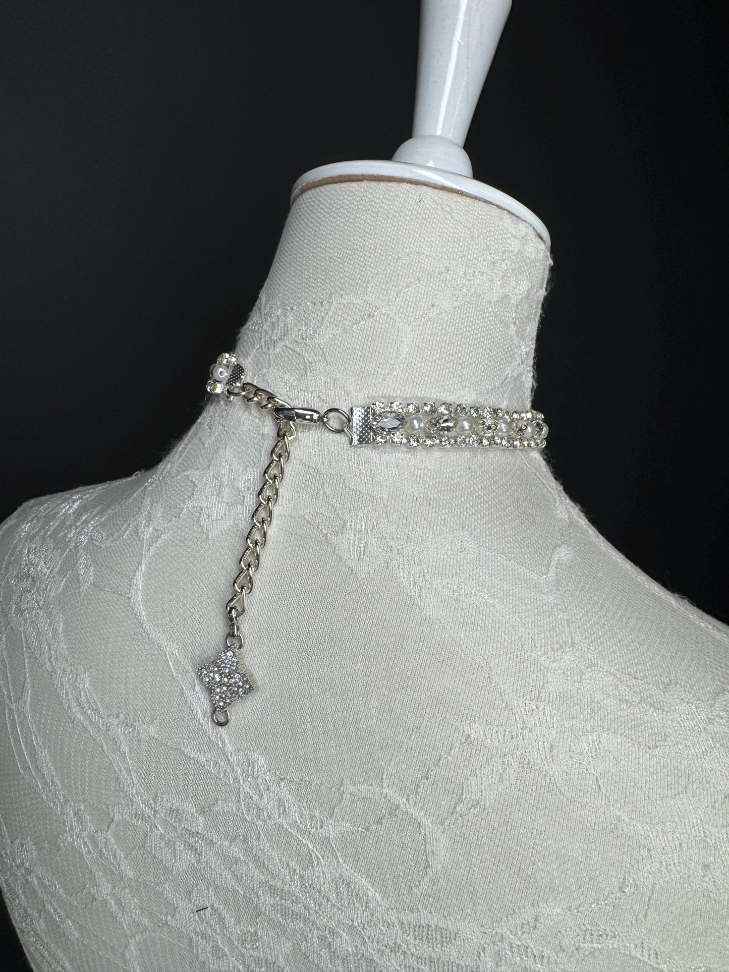 Pearl Jewel Choker: Handmade Elegant Bridal Necklace, Diamante, Jewels, Silver, Gold